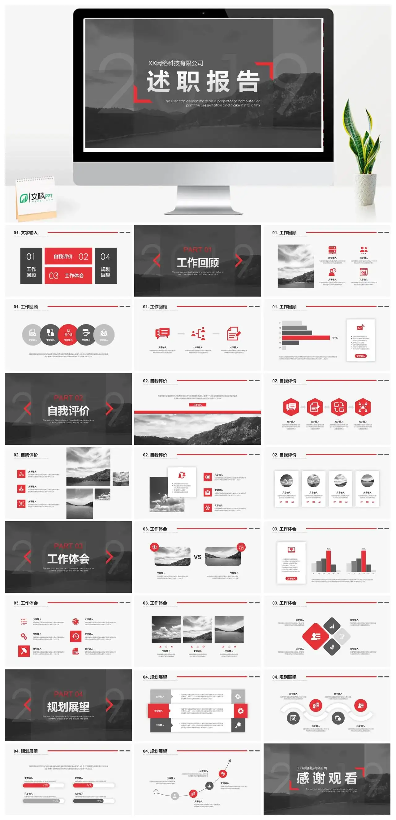 黑红大气述职报告PPT模板