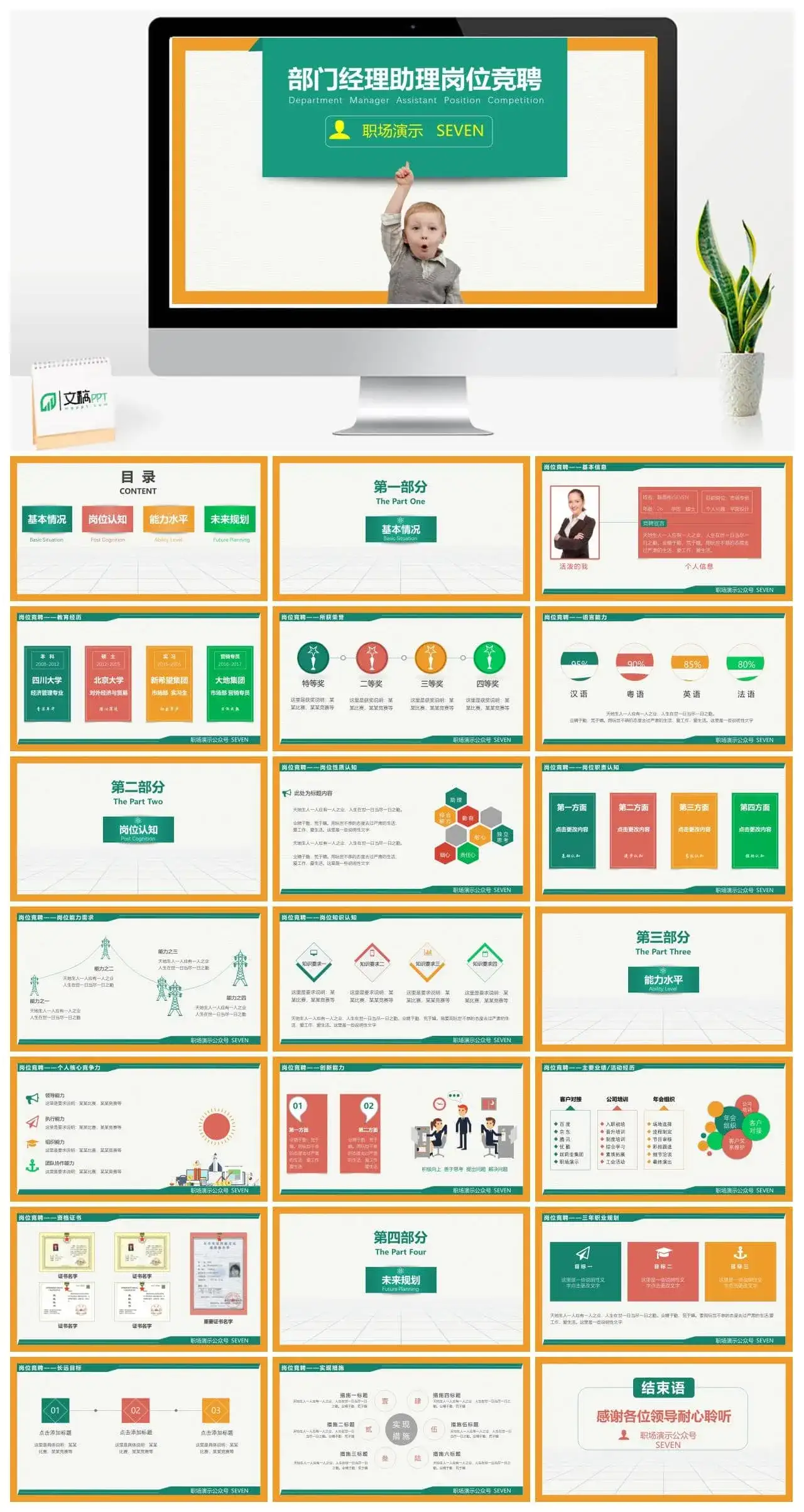 创意岗位竞聘述职PPT模板