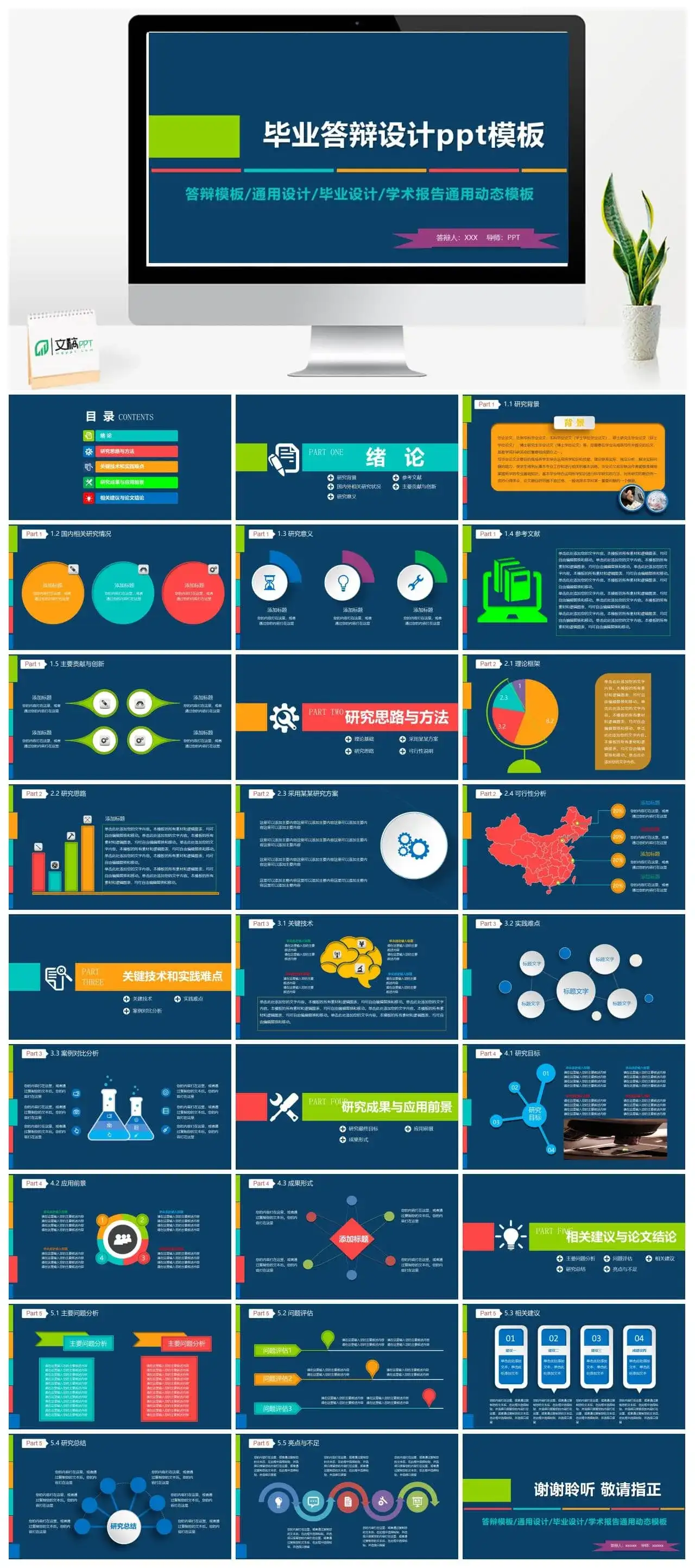 动态毕业设计答辩PPT模板