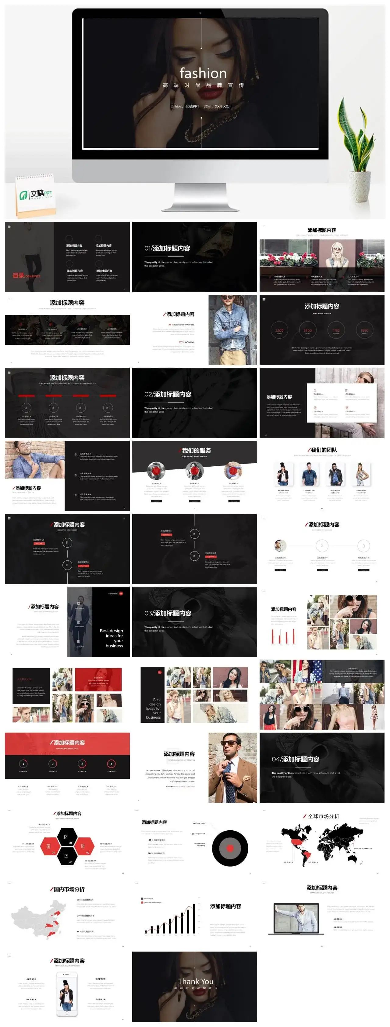 时尚潮流杂志风格品牌宣传PPT模板