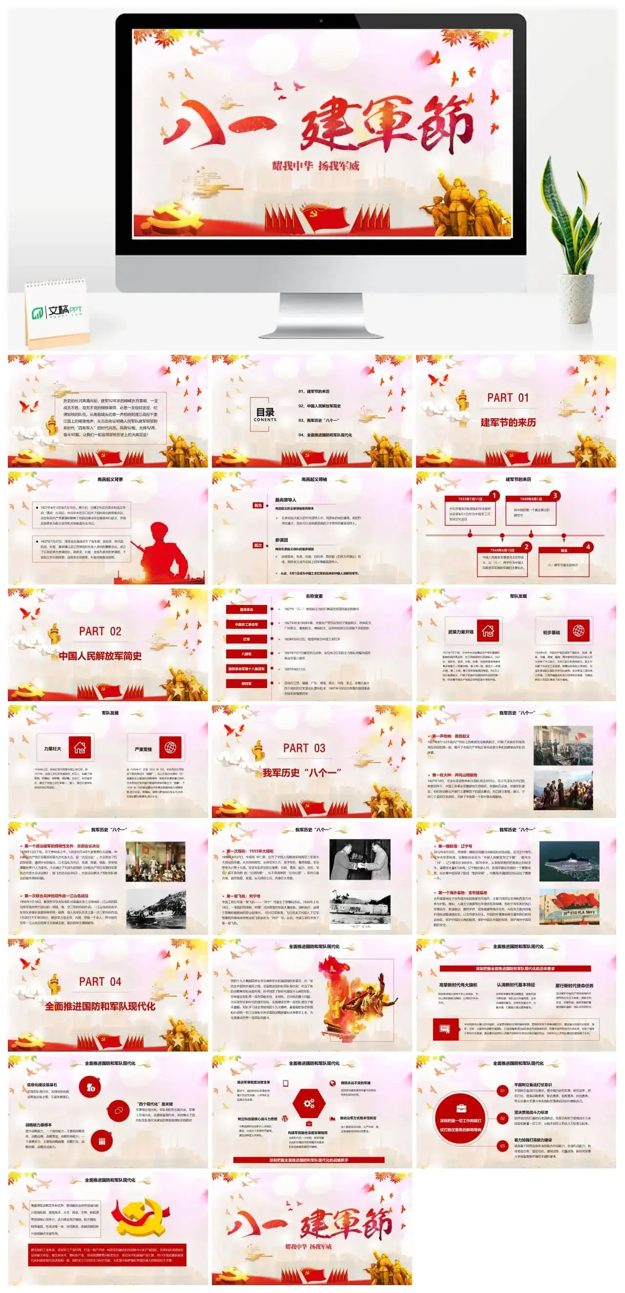 激昂八一建军节节日PPT模板