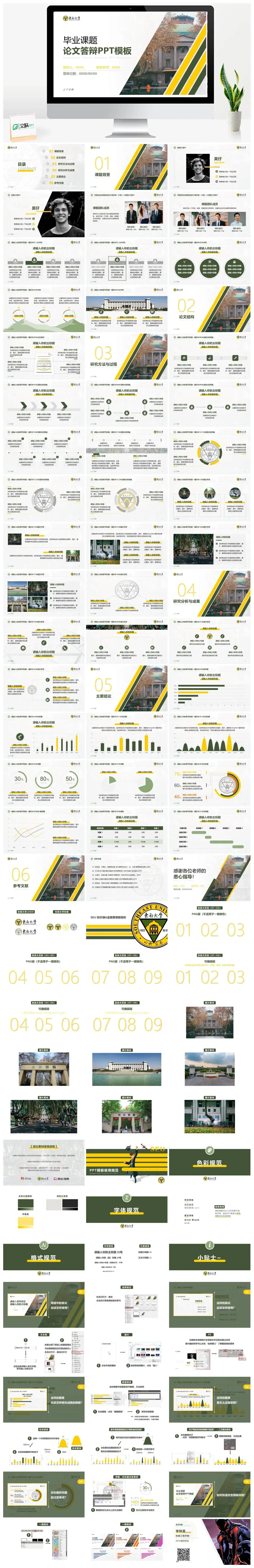 东南大学通用毕业答辩PPT模板