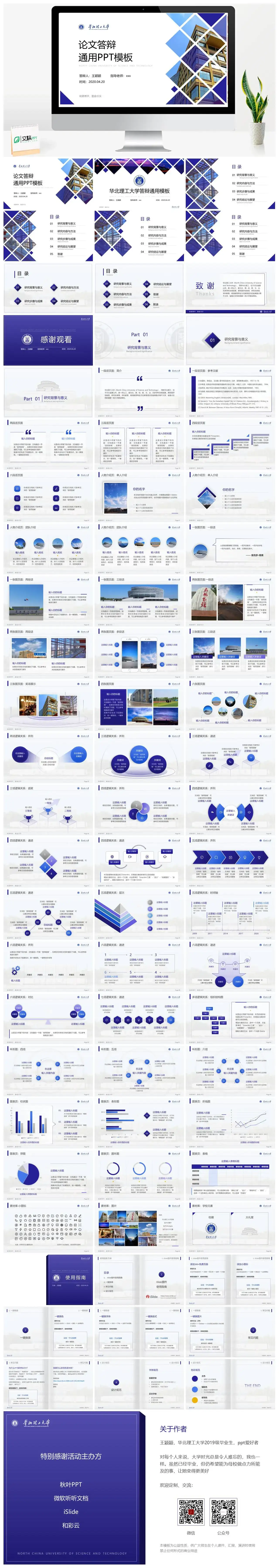 华北理工大学毕业答辩模板PPT幻灯片