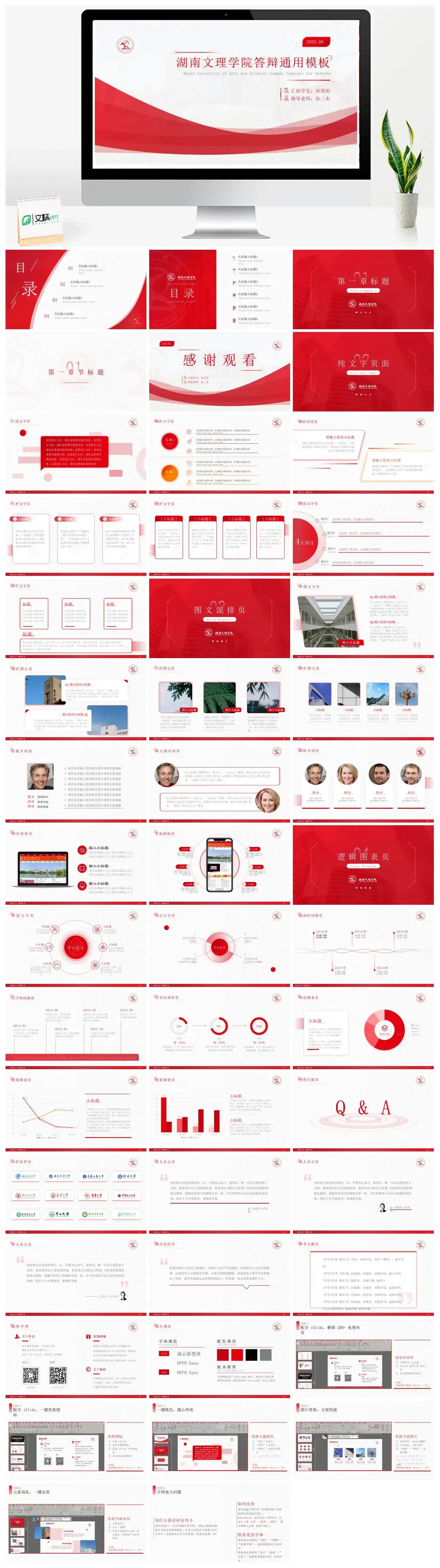 湖南文理学院毕业答辩模板PPT幻灯片