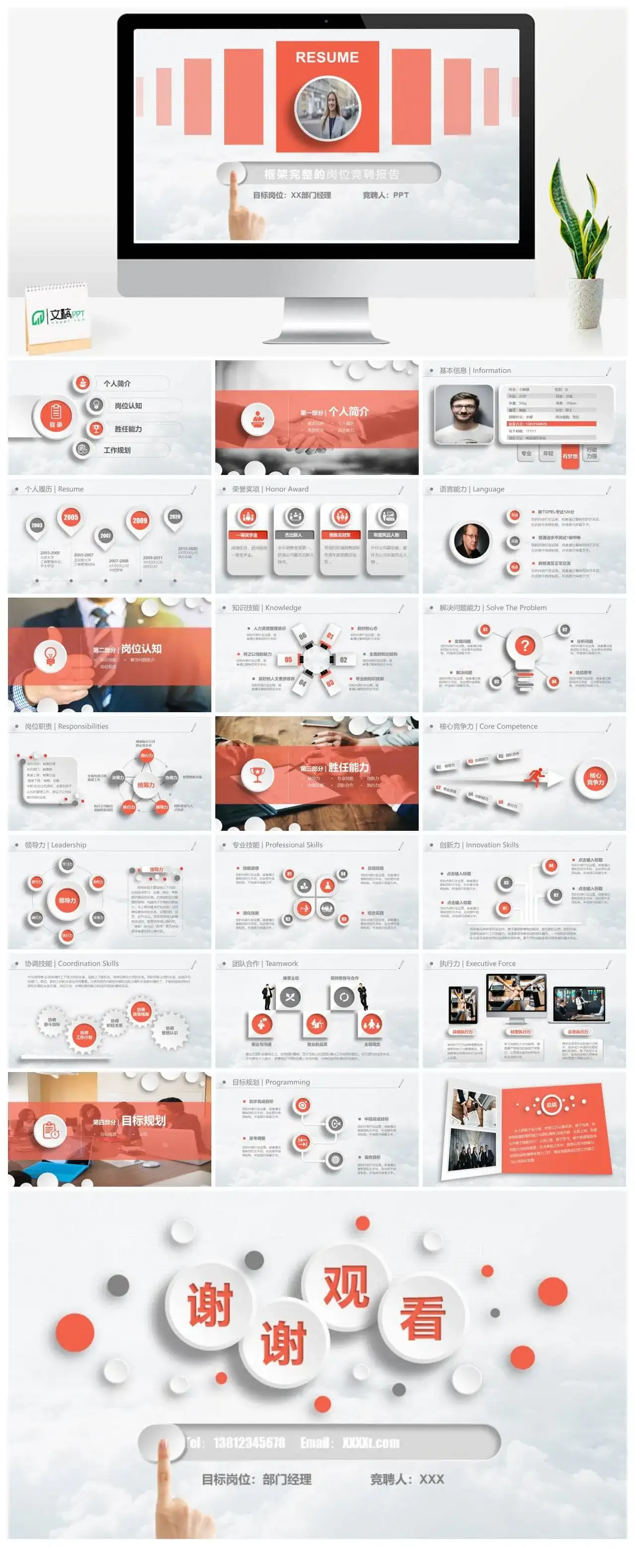 微粒体岗位竞聘报告PPT模板