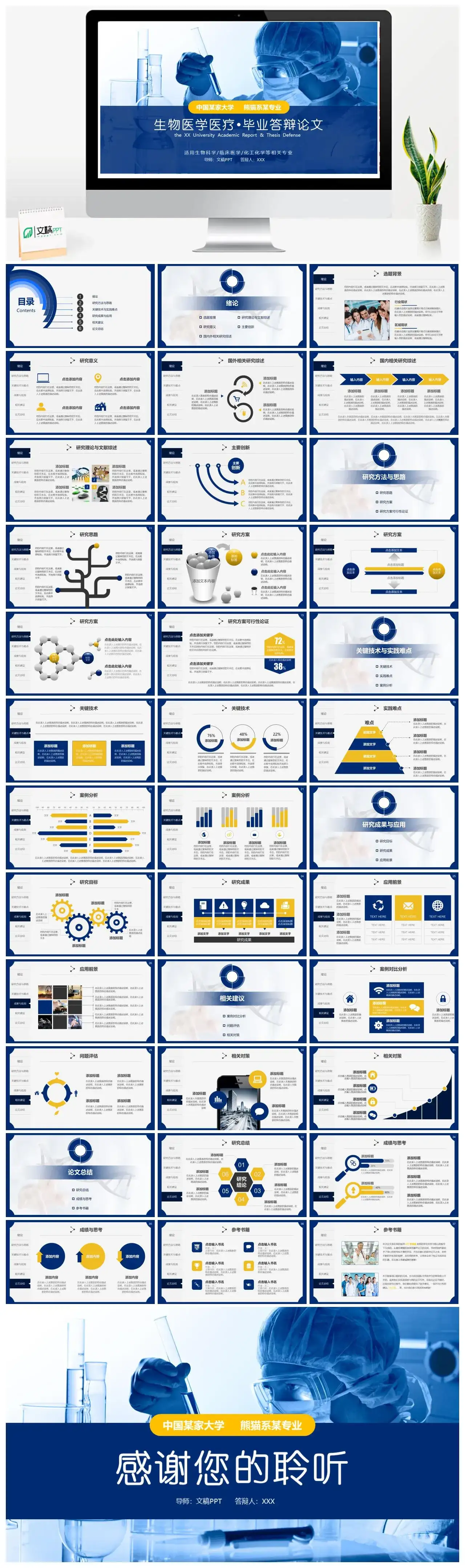 蓝色生物医药医疗医学毕业论文答辩开题PPT模板素材下载 蓝色生物医药医疗医学毕业论文答辩开题PPT模板素材下载