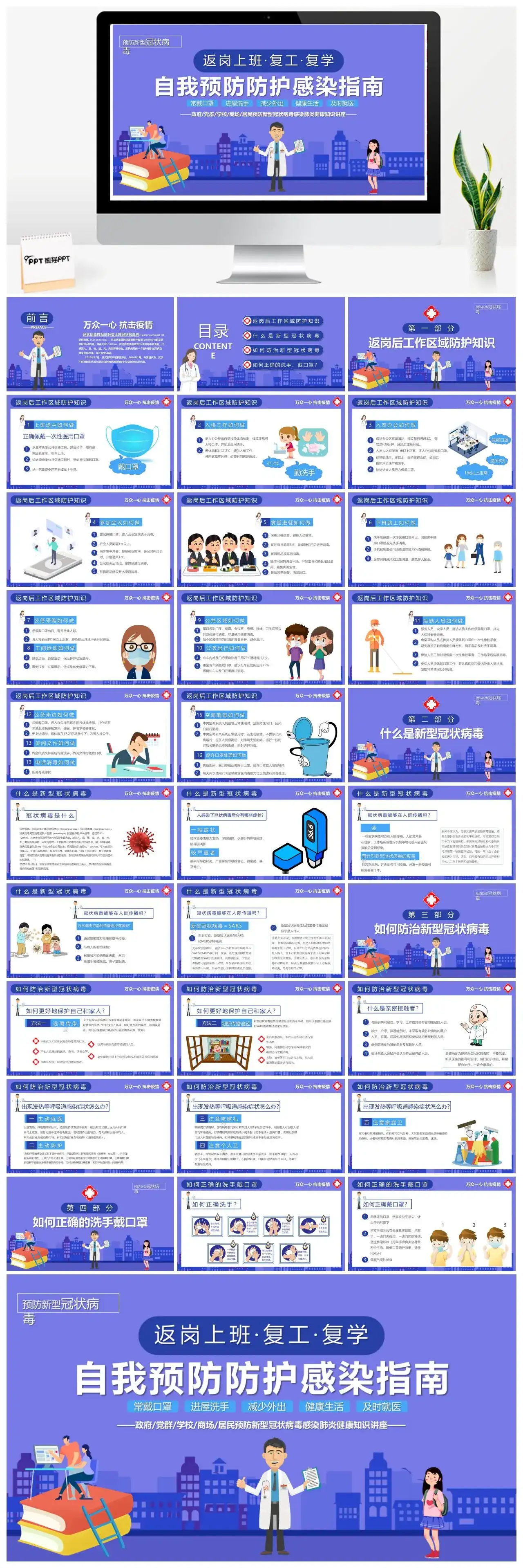 自我预防防护感染指南模板PPT模板