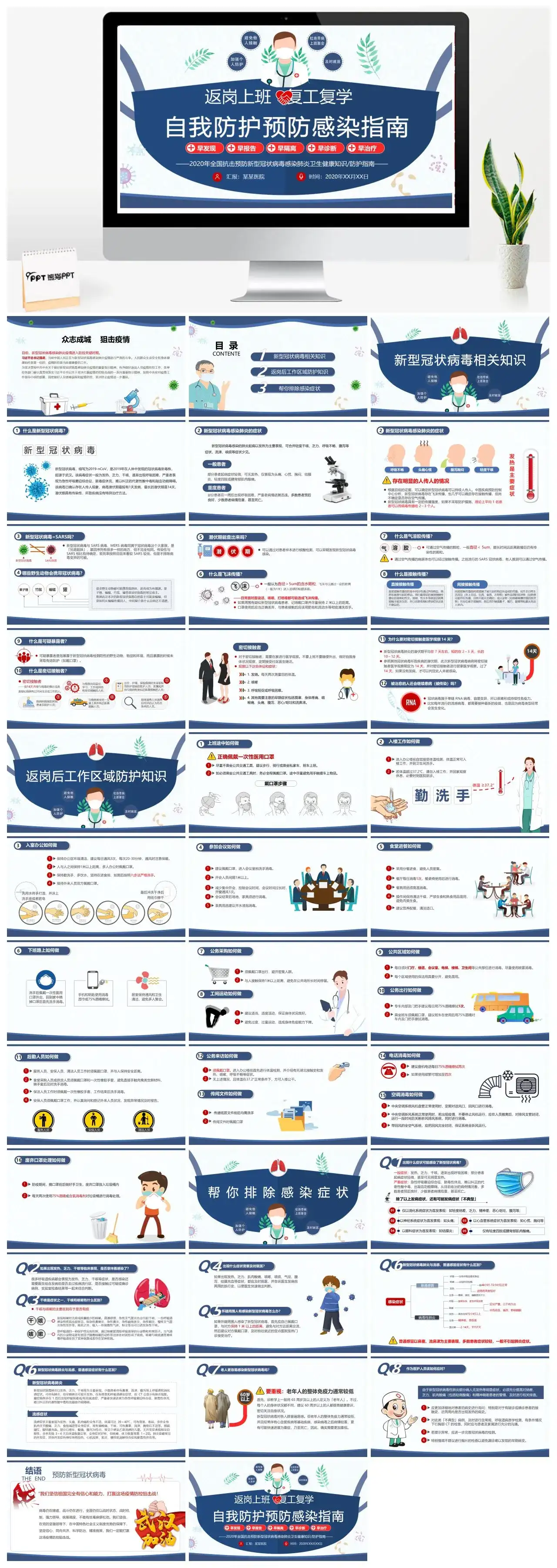 自我防护预防感染指南PPT模板