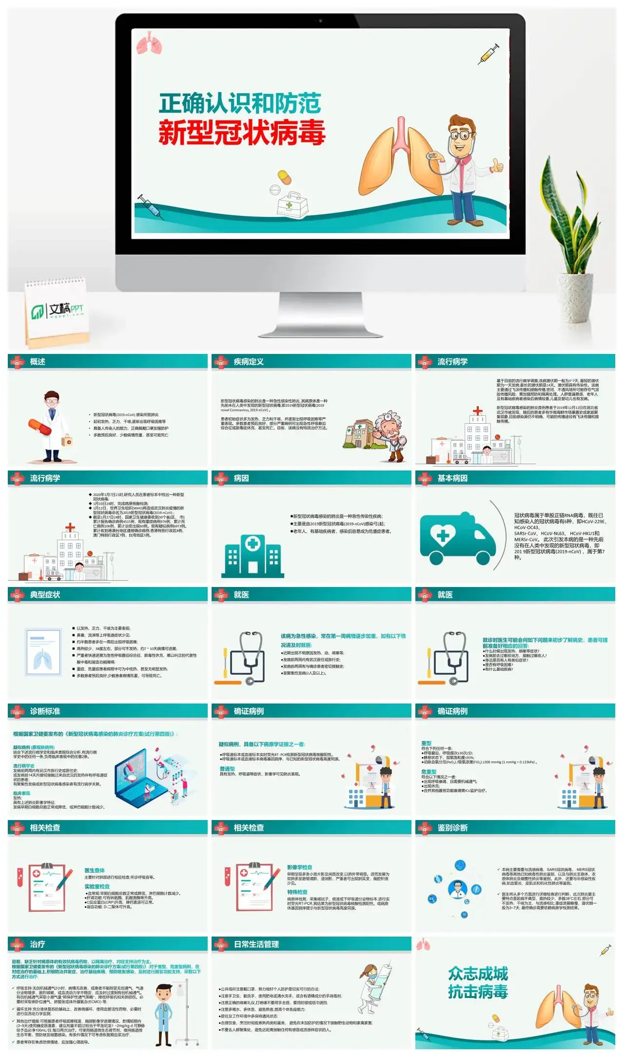 正确认识和防范新型冠状病毒PPT模板幻灯片