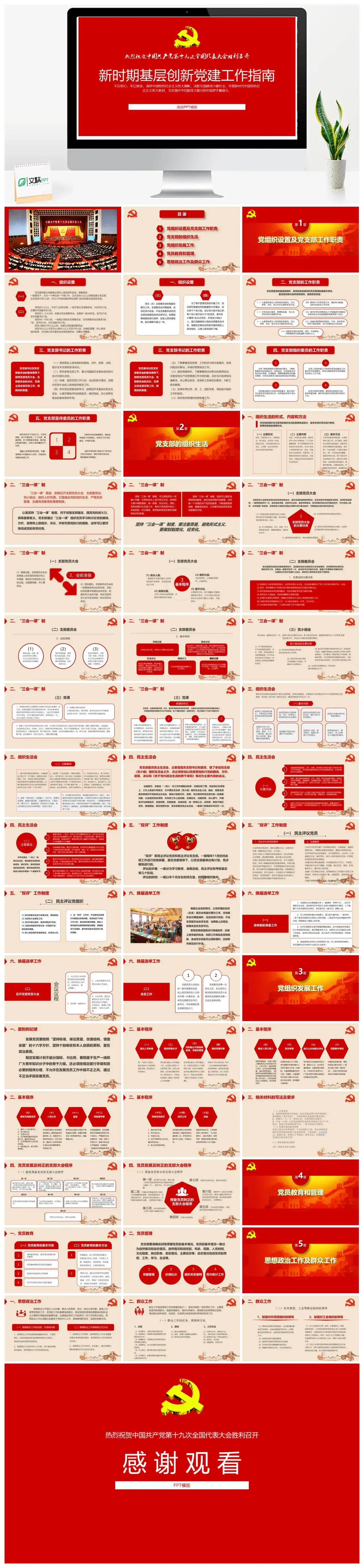 新时期基层创新党建工作指南PPT模板幻灯片
