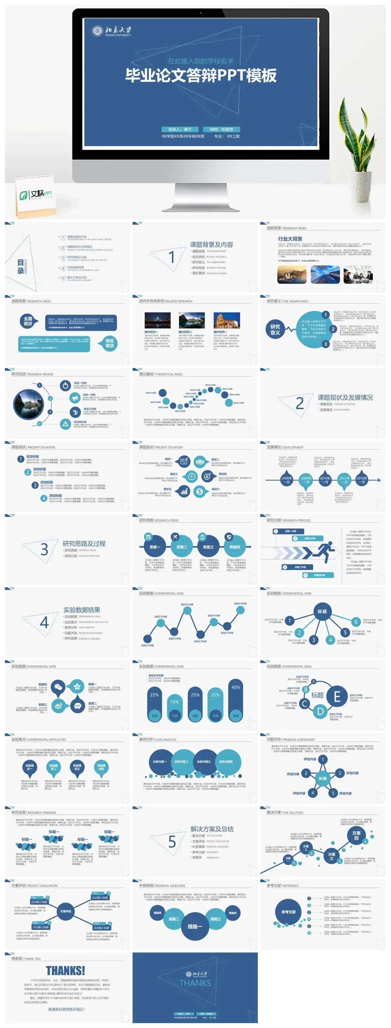 简洁实用毕业论文答辩动态PPT模板