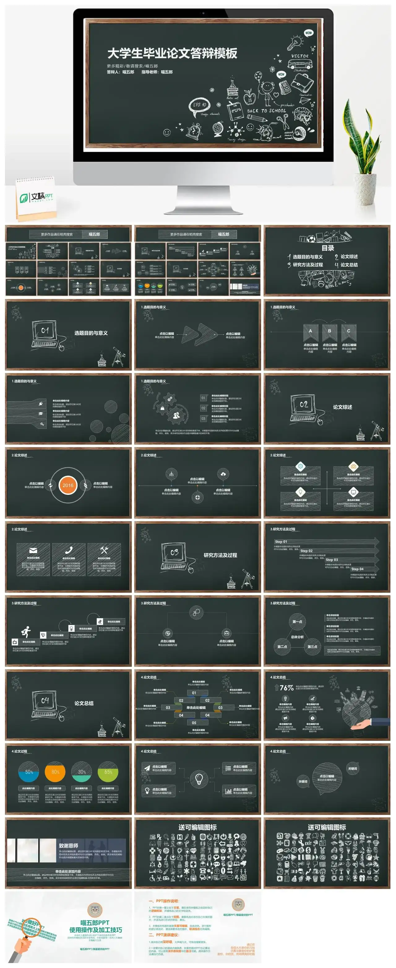 【毕业答辩】爆款黑板风教育文艺毕业论文答辩通用模板