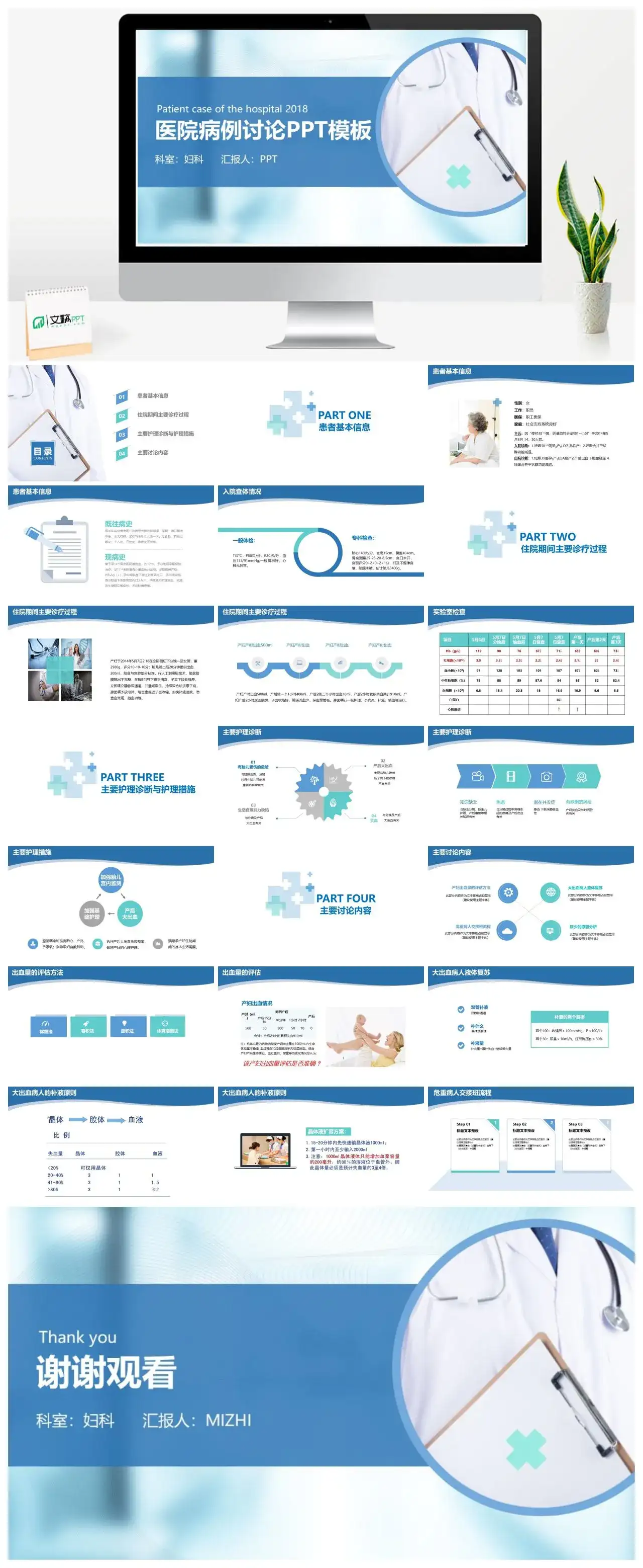 医院病历汇报PPT模板幻灯片素材