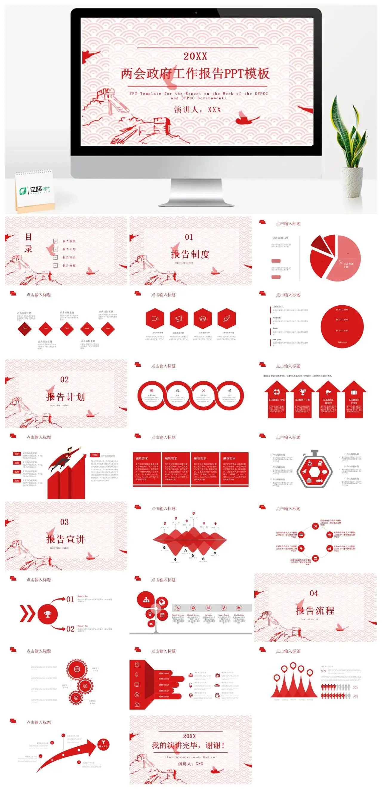 两会政府工作报告PPT模板幻灯片