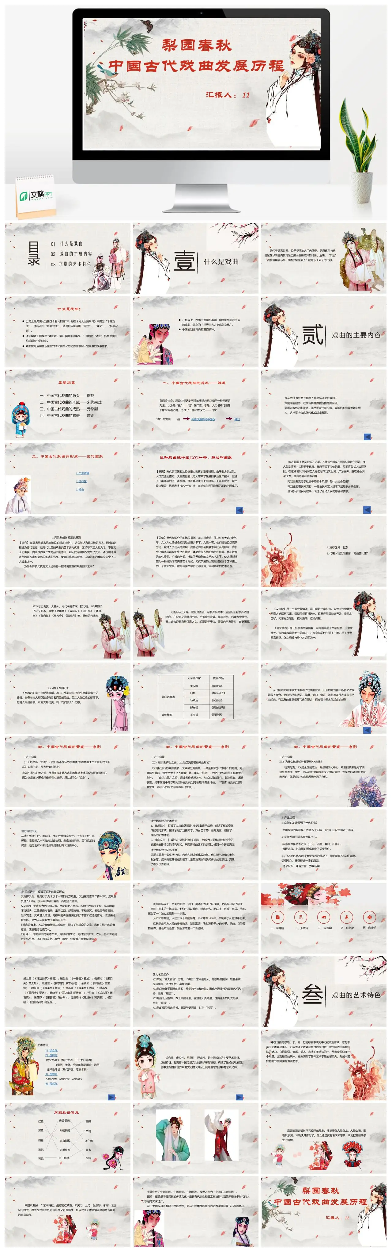 中国古代戏曲发展历程梨园春秋京剧艺术特色PPT