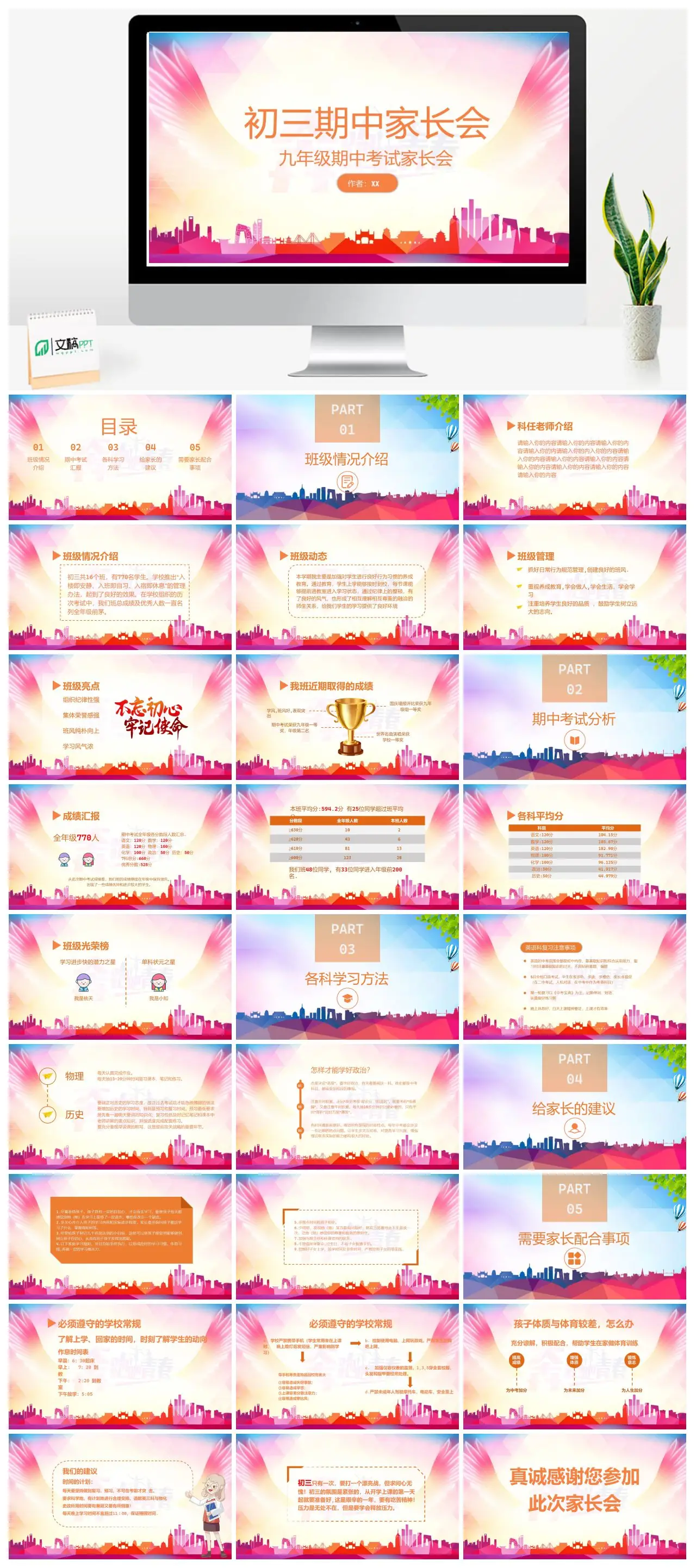 九年级期中考试家长会PPT