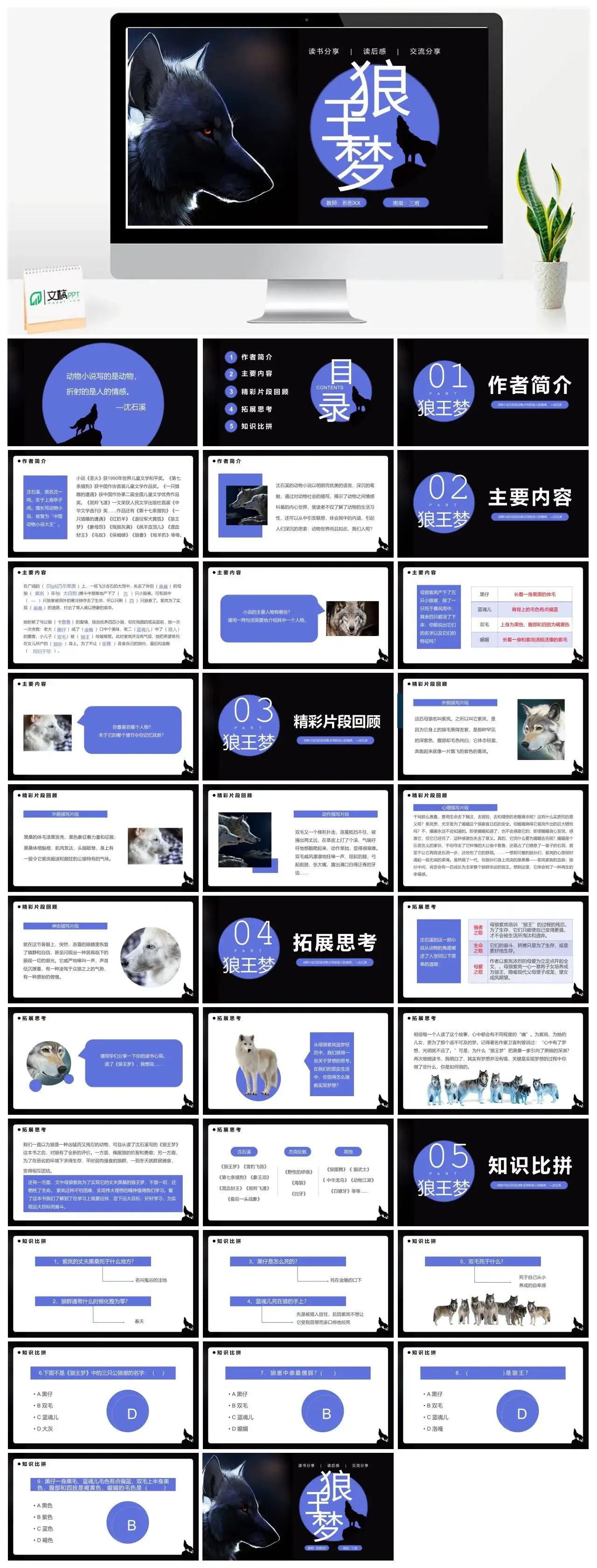 狼王梦读书分享PPT