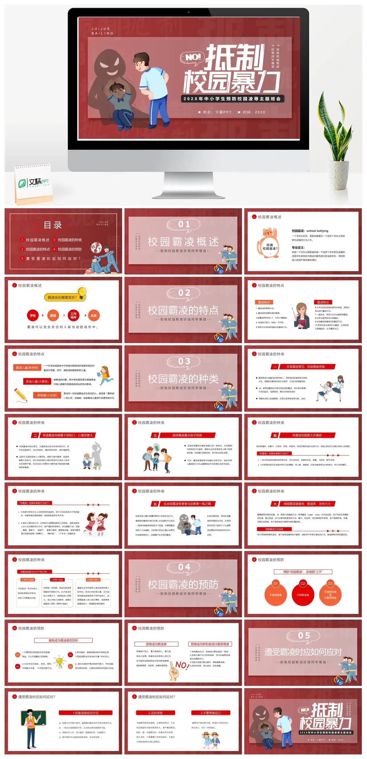 202X年中小学生预防校园霸凌主题班会PPT