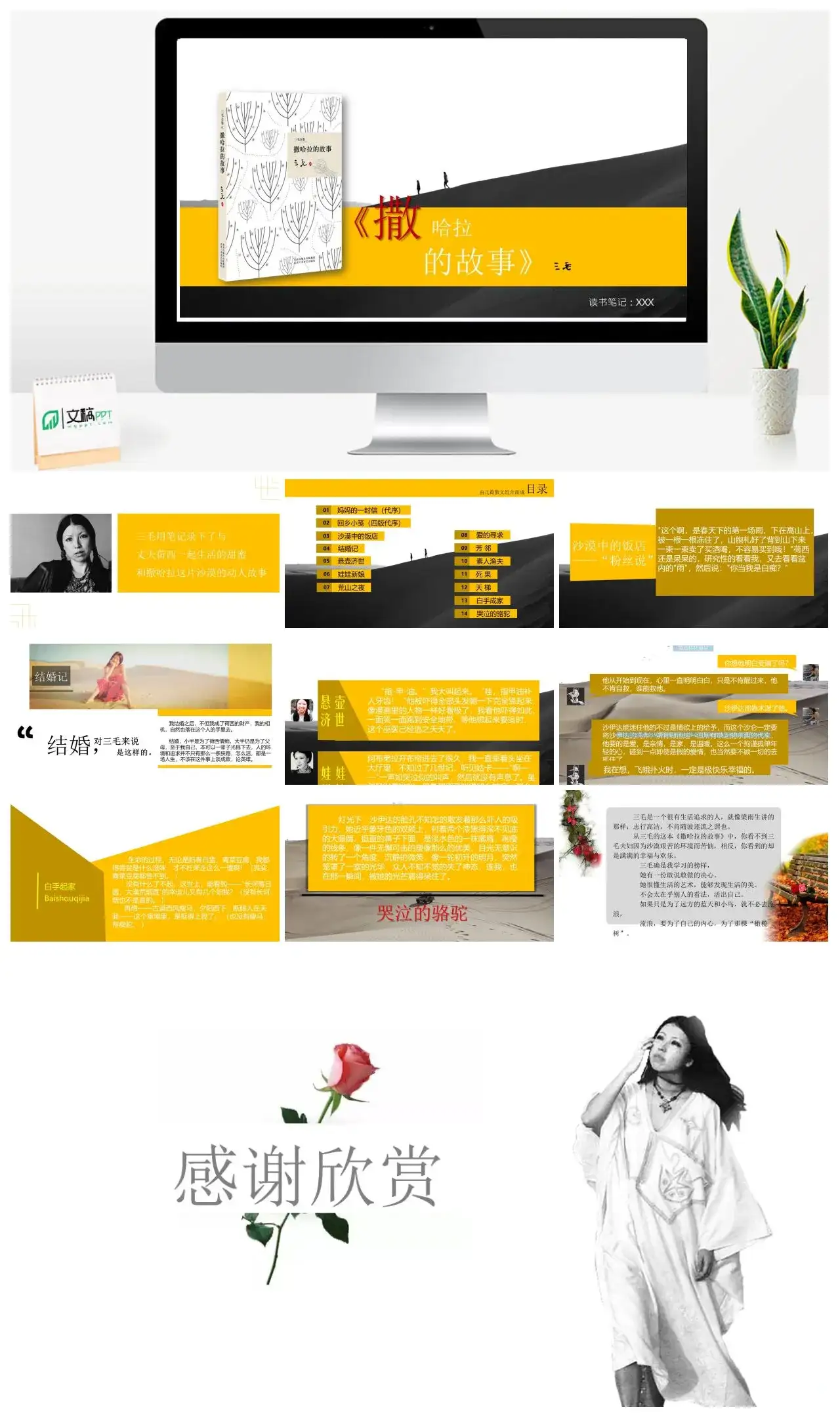 《撒哈拉的故事》读书笔记PPT作品读书分享PPT