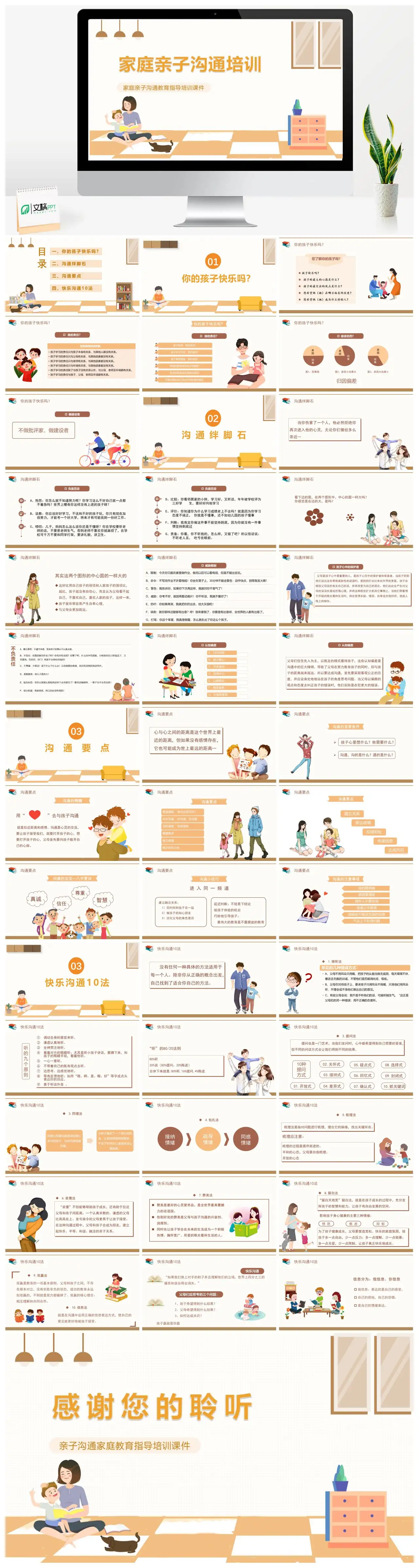 家庭亲子沟通教育指导培训PPT