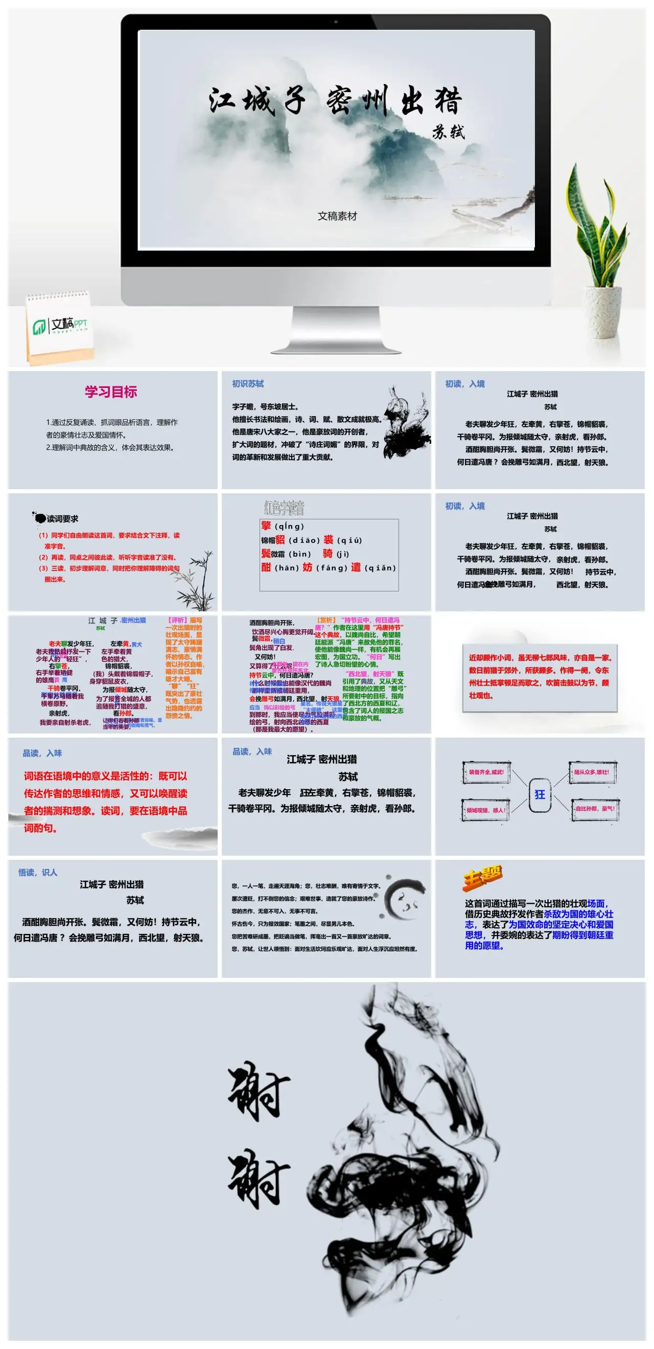 苏轼江城子密州出猎诗词赏析PPT