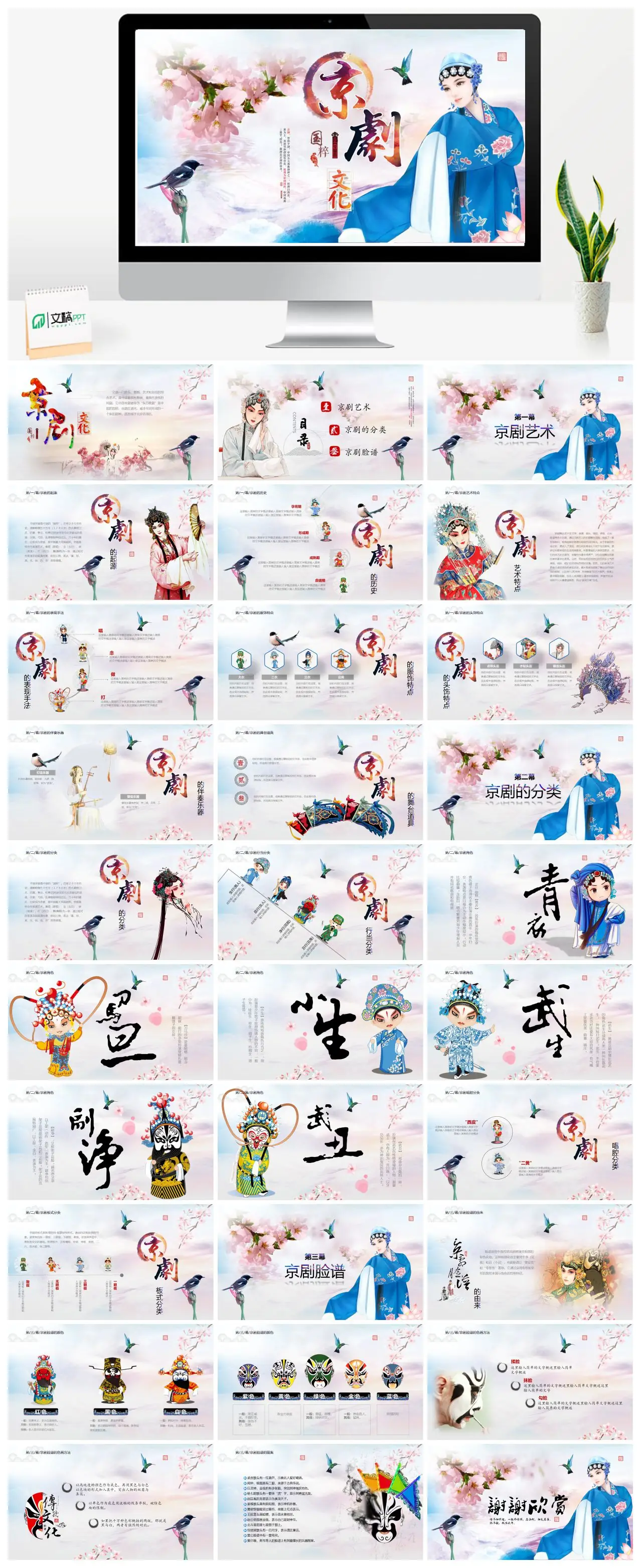 中国京剧艺术与脸谱分类PPT