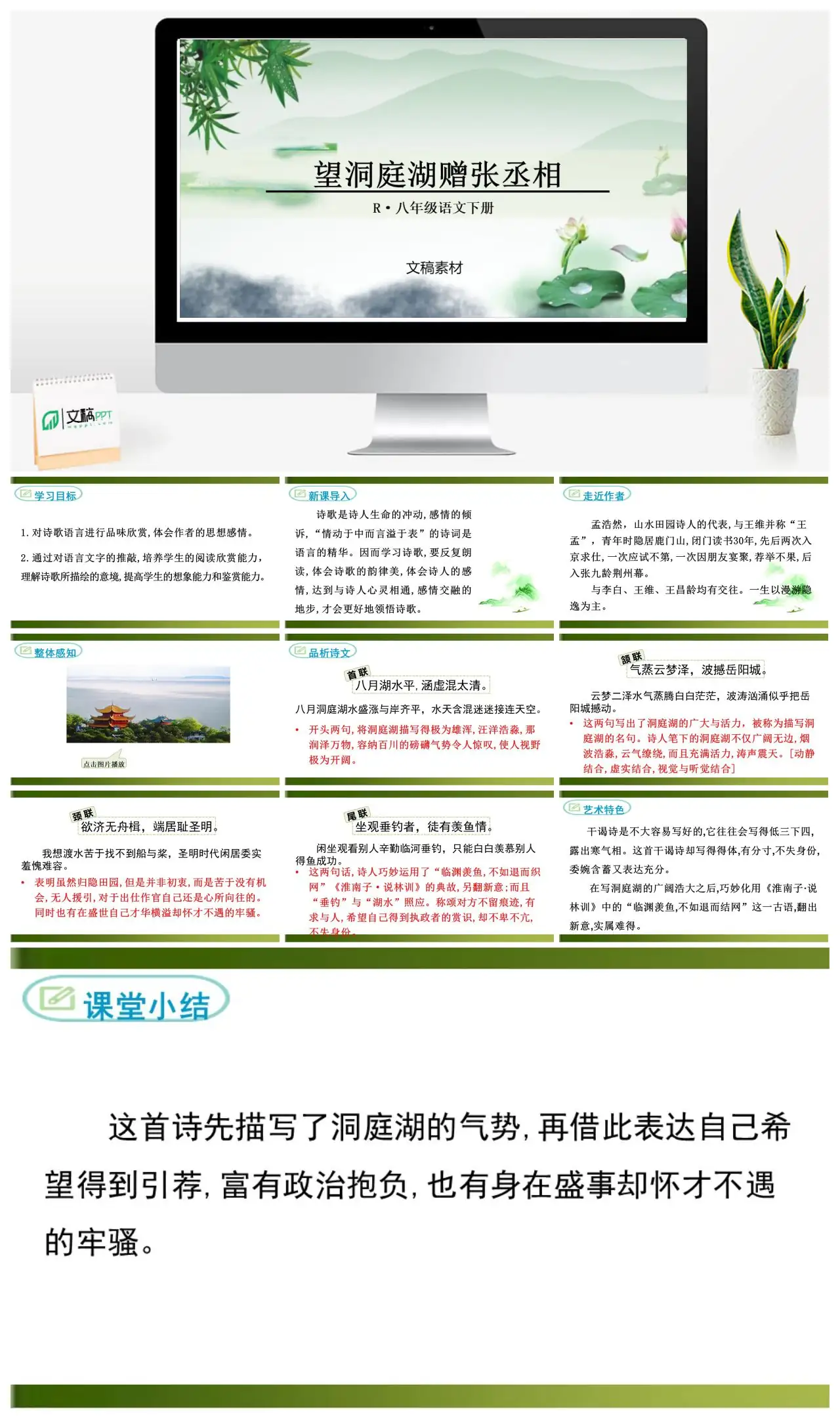 八年级语文望洞庭湖赠张丞相诗歌赏析PPT
