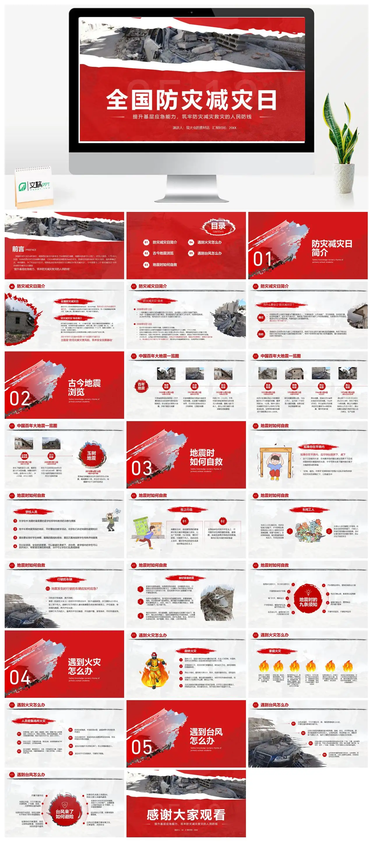 全国防灾减灾日地震自救与灾害防范知识PPT