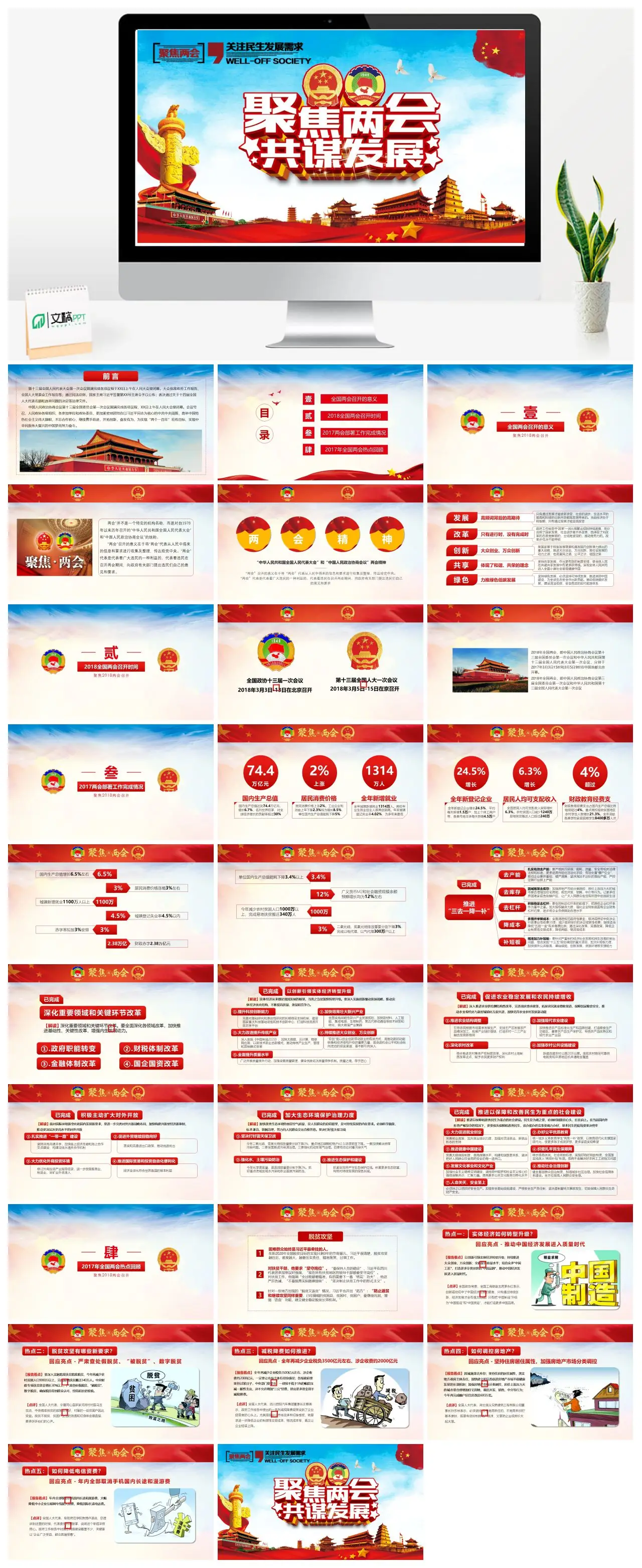 第十三届全国人大政协会议工作报告PPT