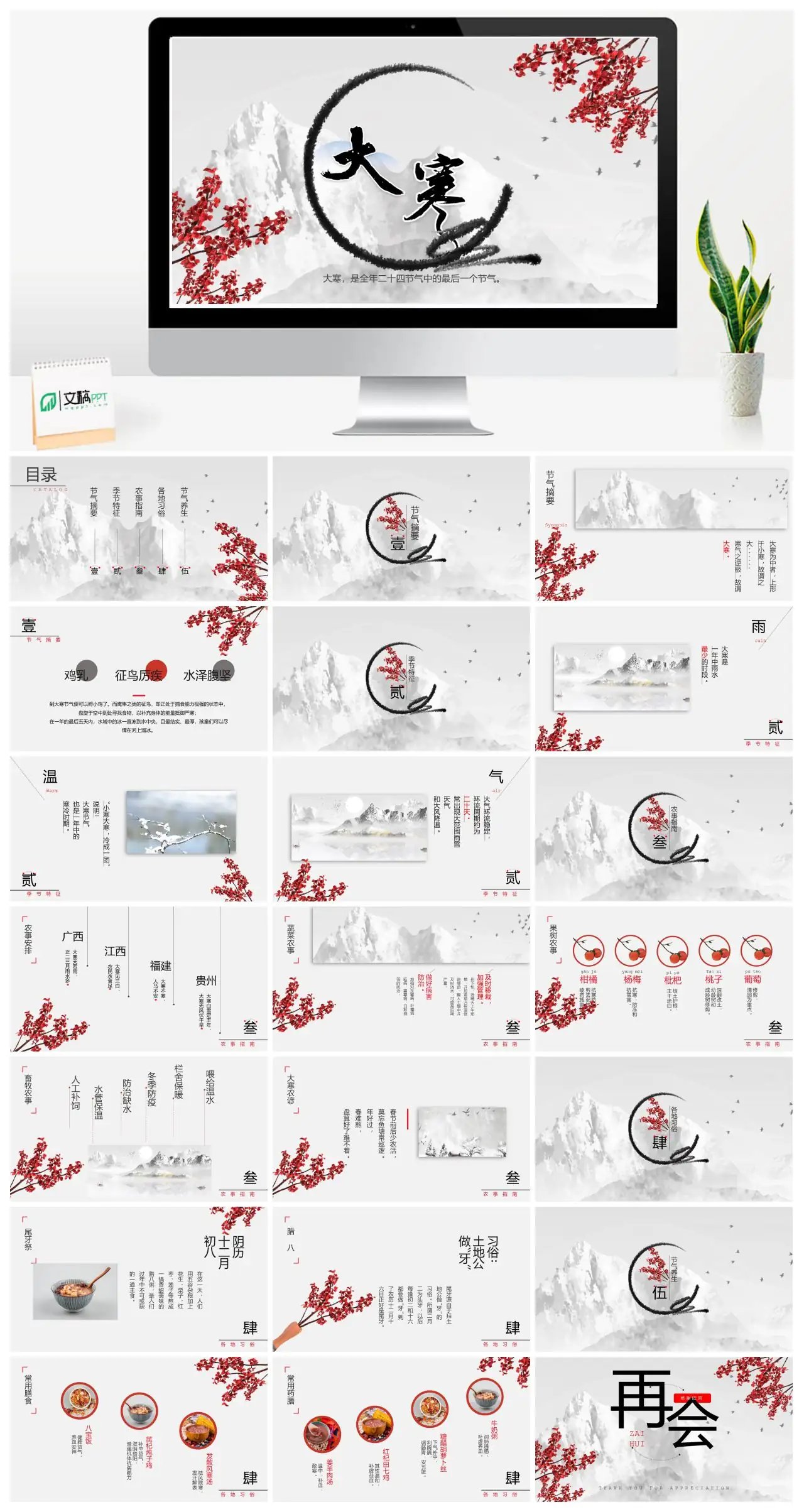 大寒二十四节气最后一个节气PPT