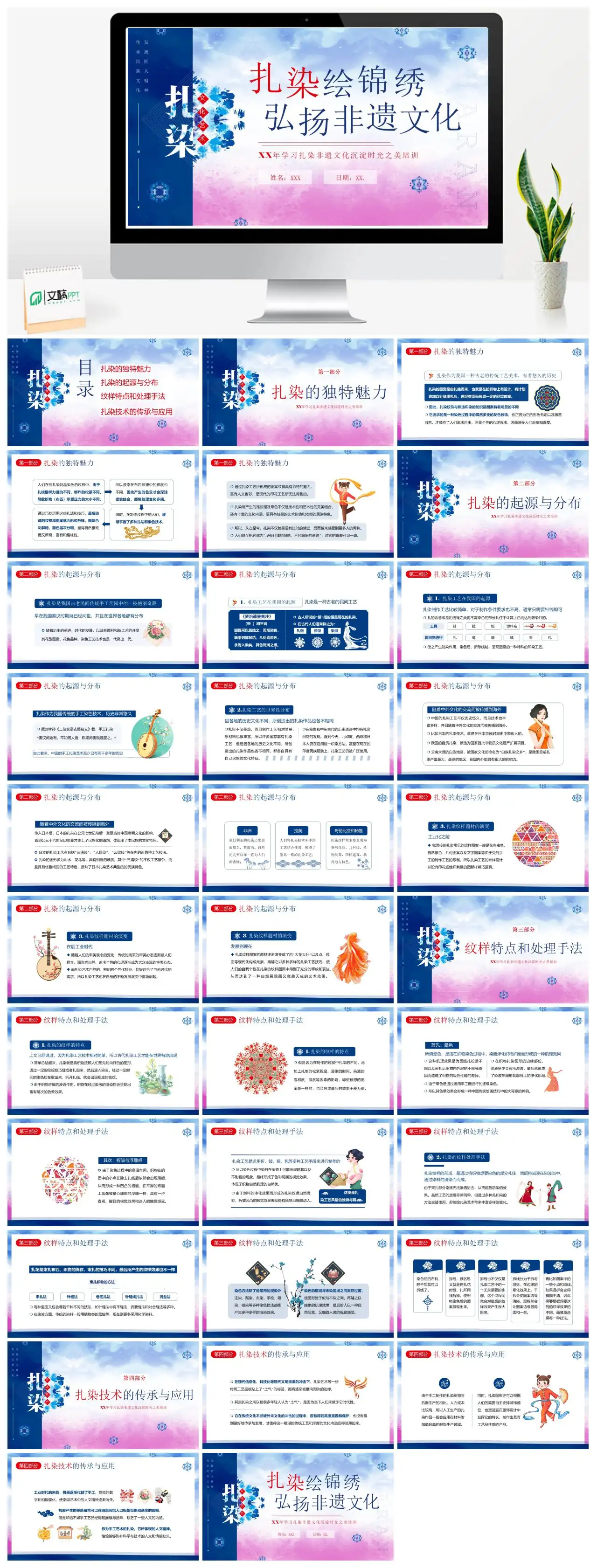 扎染非遗文化传承与技艺培训PPT