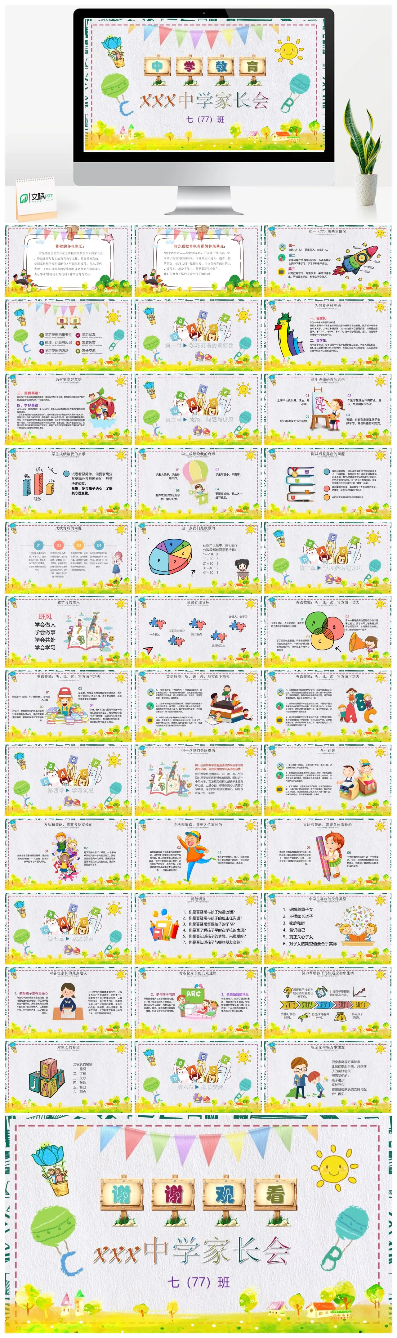 XXX中学七77班家长会PPT