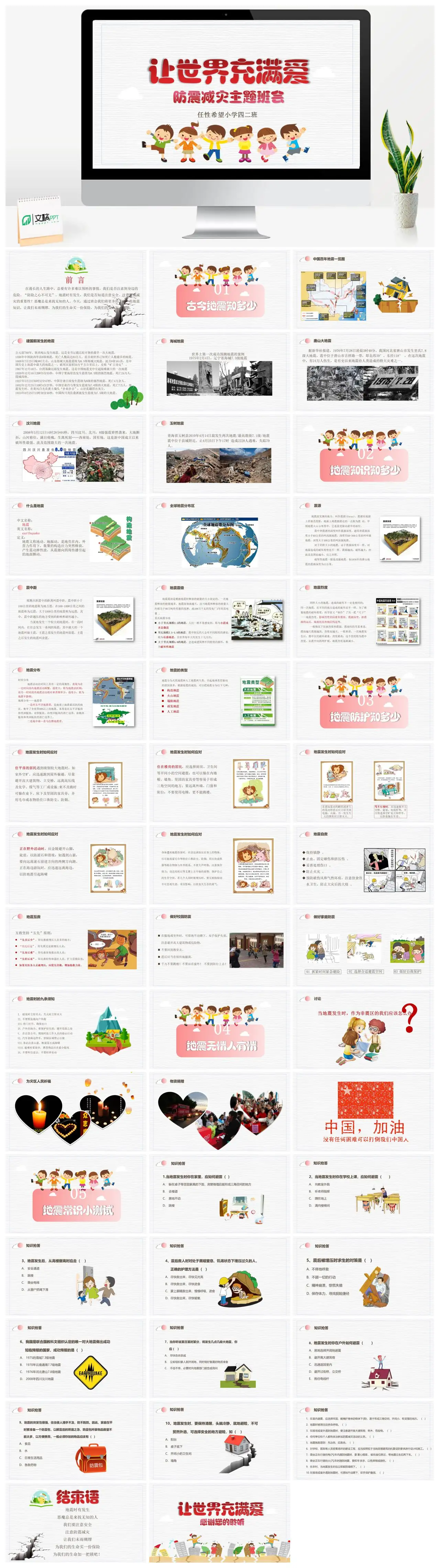 防震减灾主题班会PPT