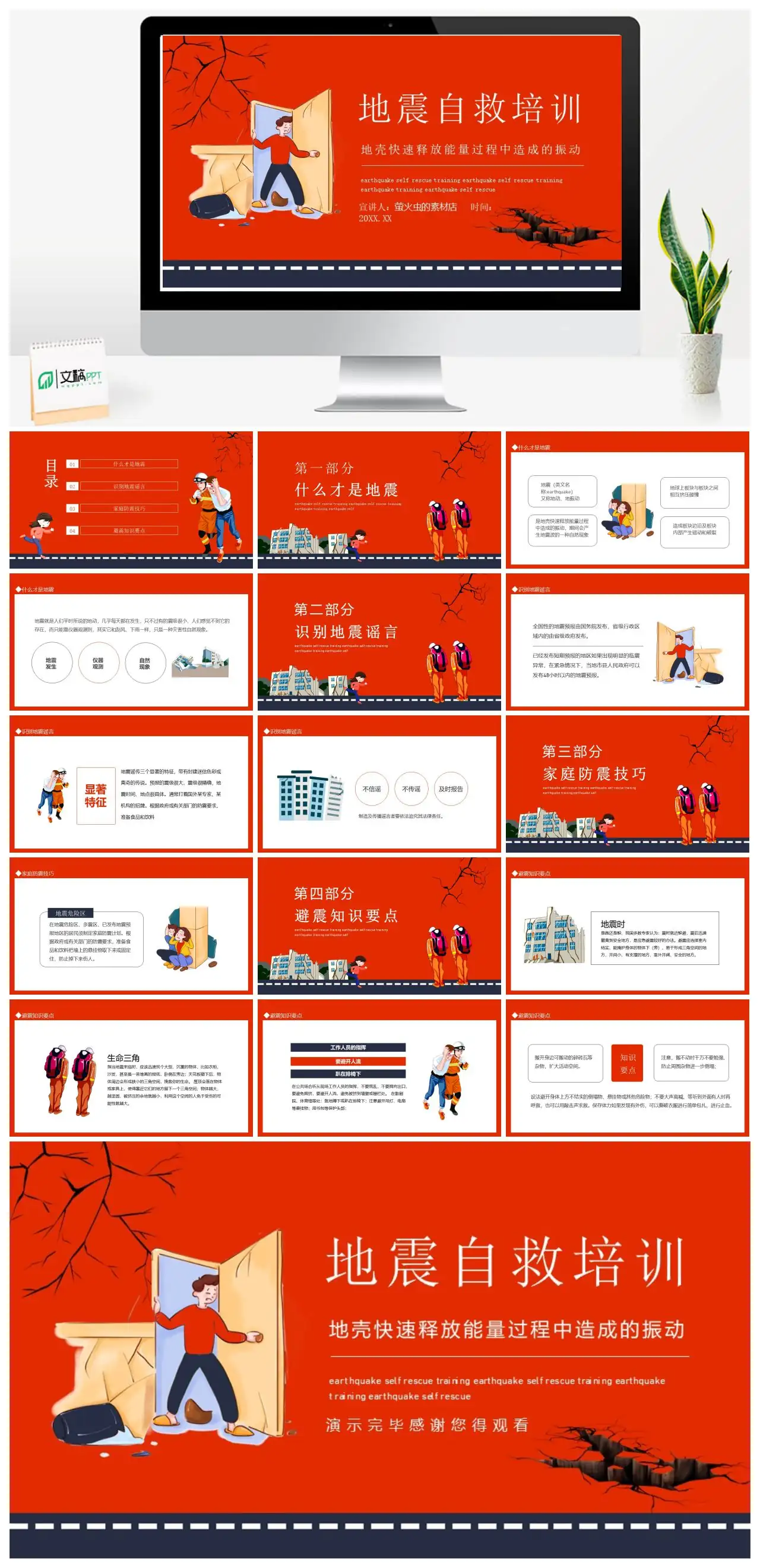 地震自救培训知识科普PPT