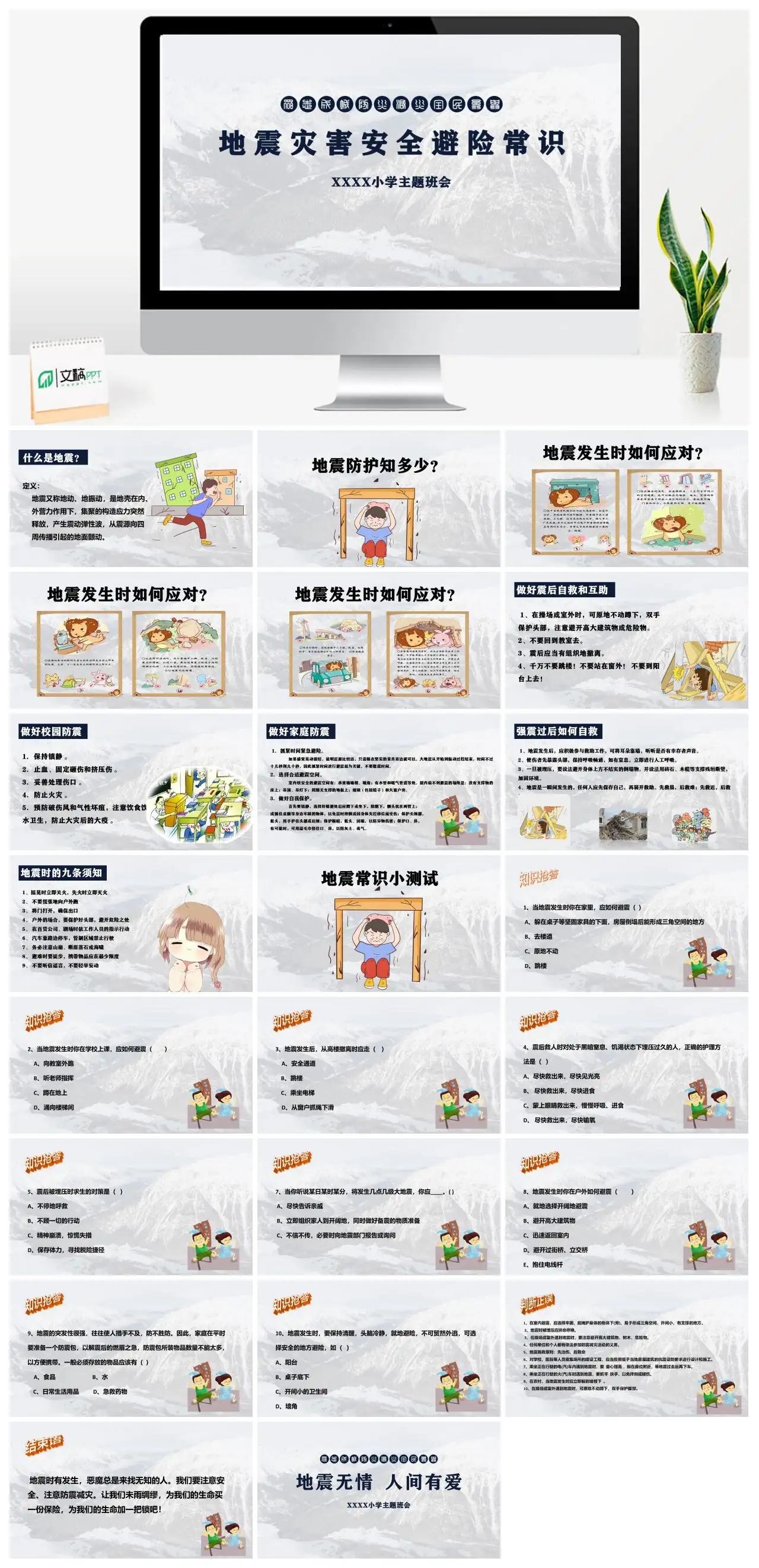 地震灾害安全避险常识主题班会PPT