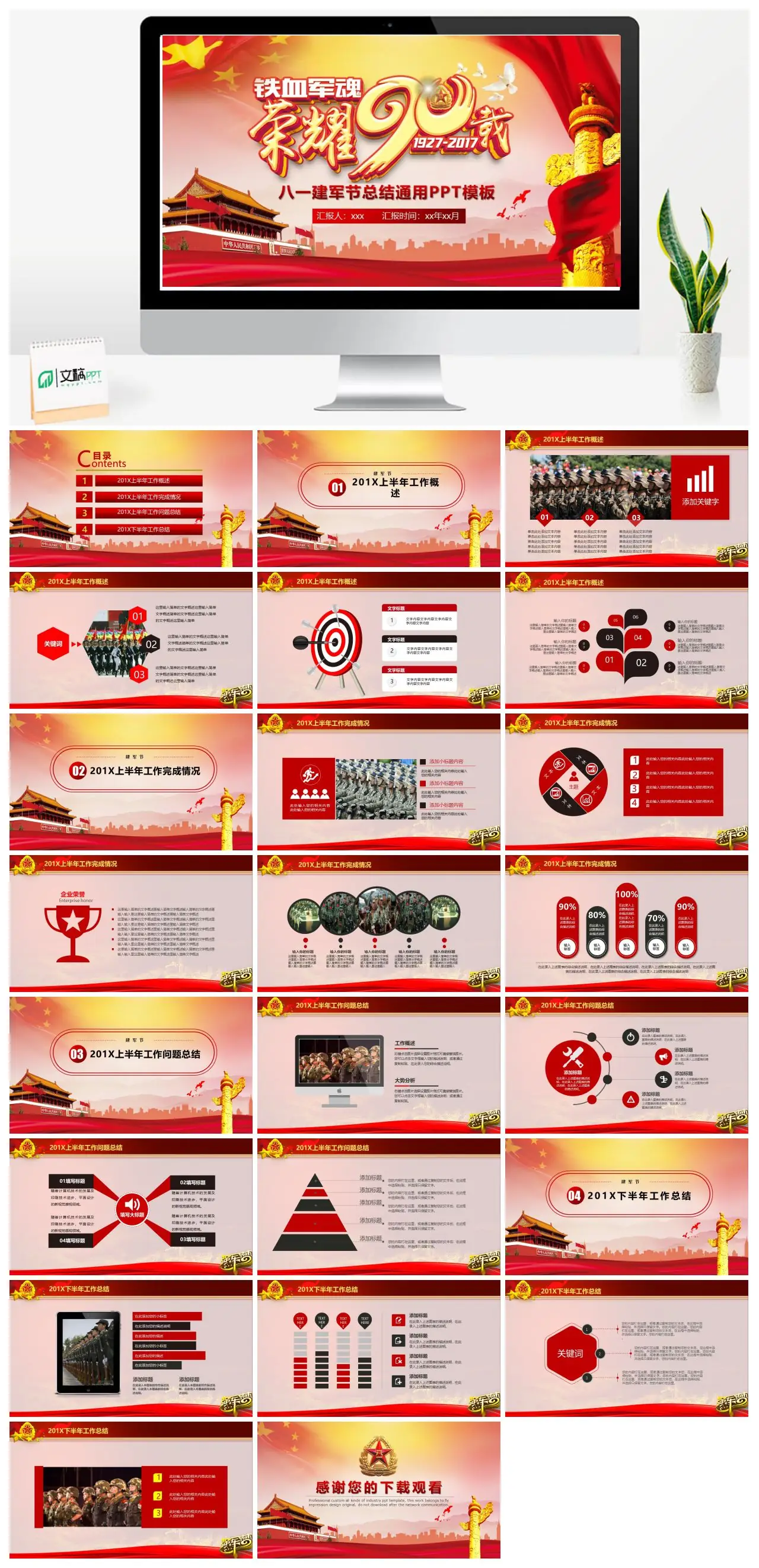 八一建军节工作总结汇报PPT