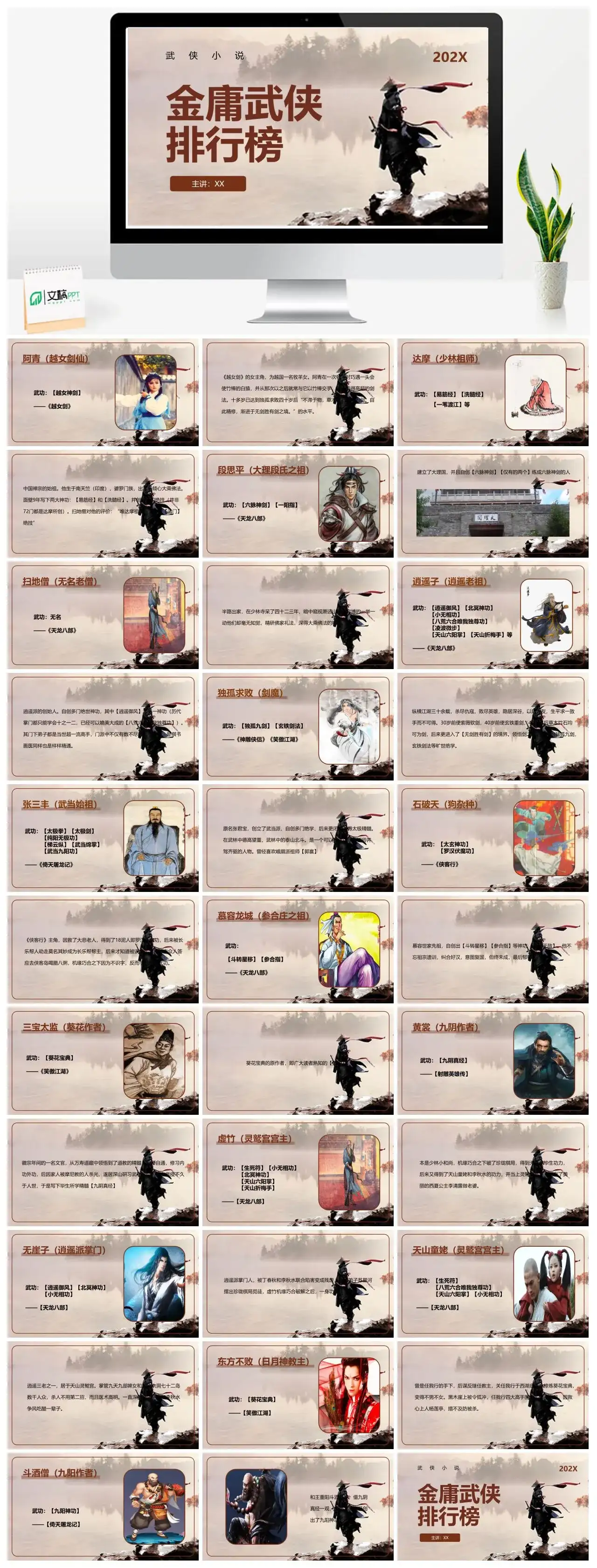 人物介绍PPT金庸武侠排行榜