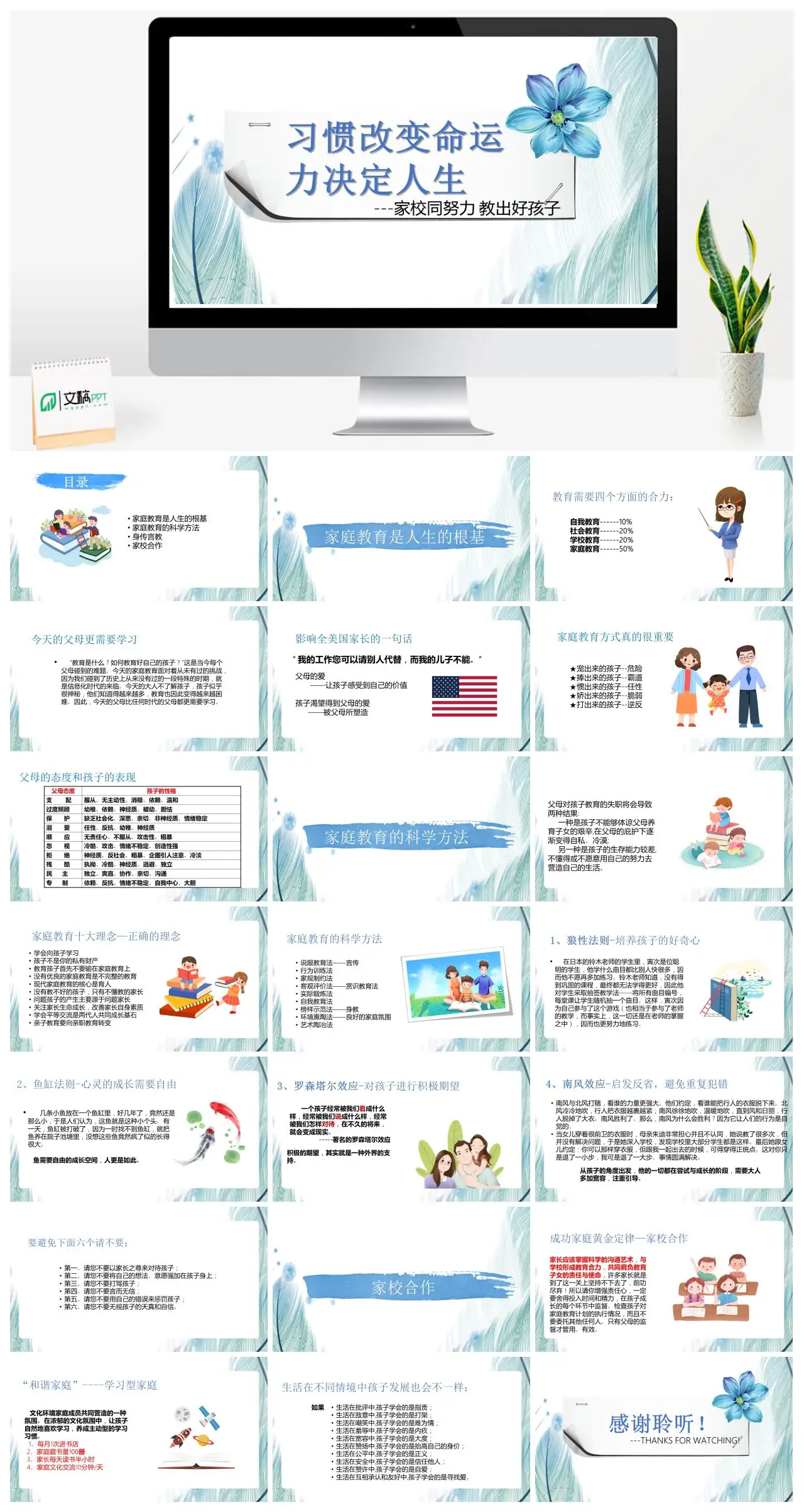 家校同努力教出好孩子家庭教育科学方法PPT