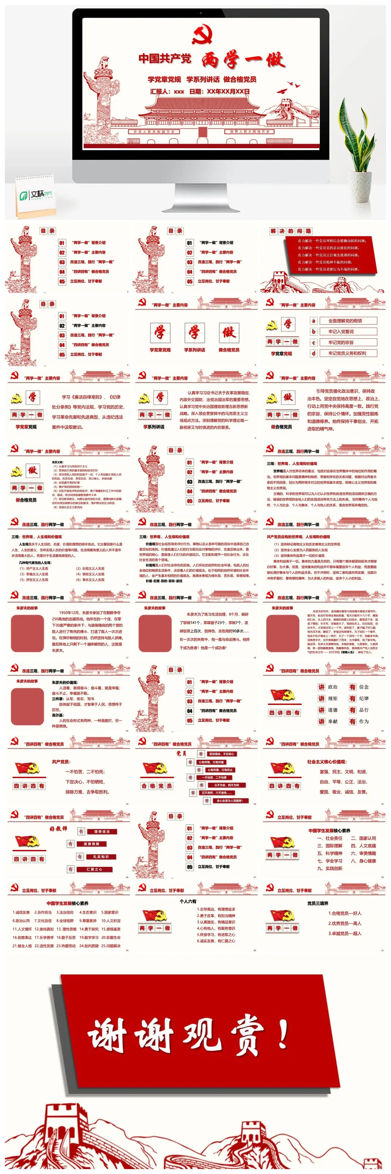 两学一做专题学习教育活动汇报PPT