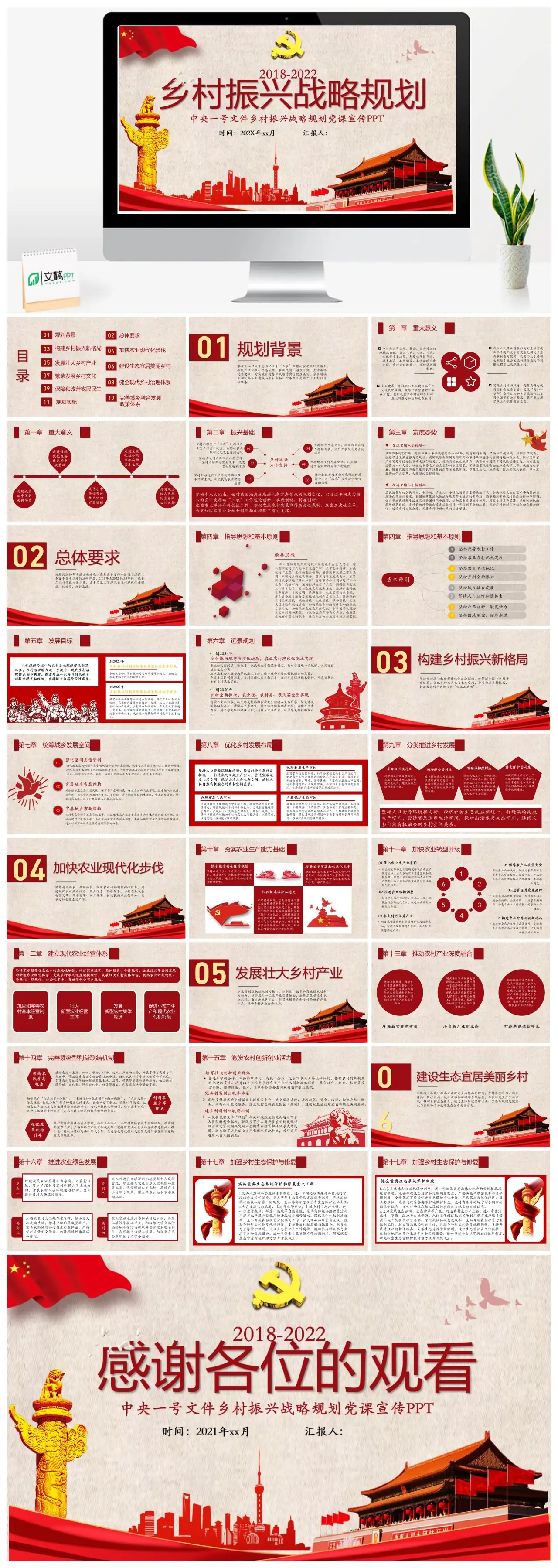 乡村振兴战略规划中央一号文件党课宣传PPT