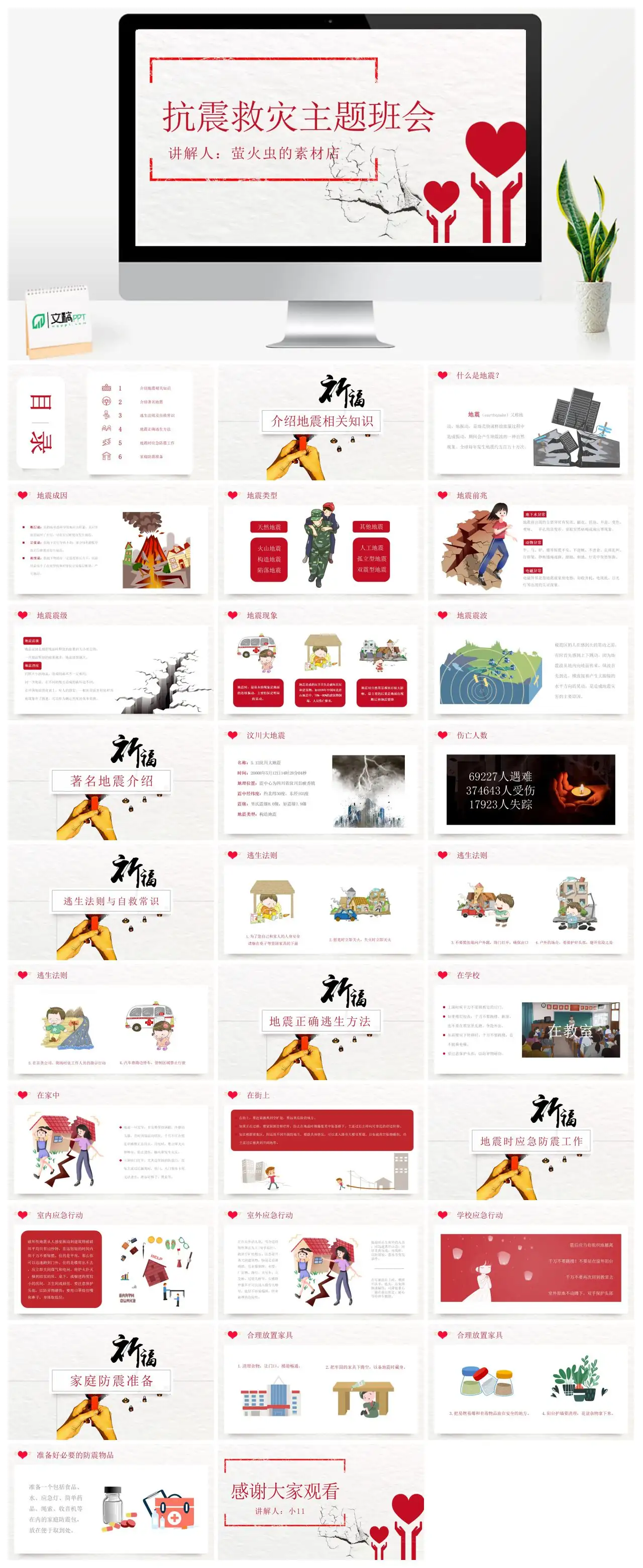 抗震救灾主题班会地震知识及逃生方法PPT