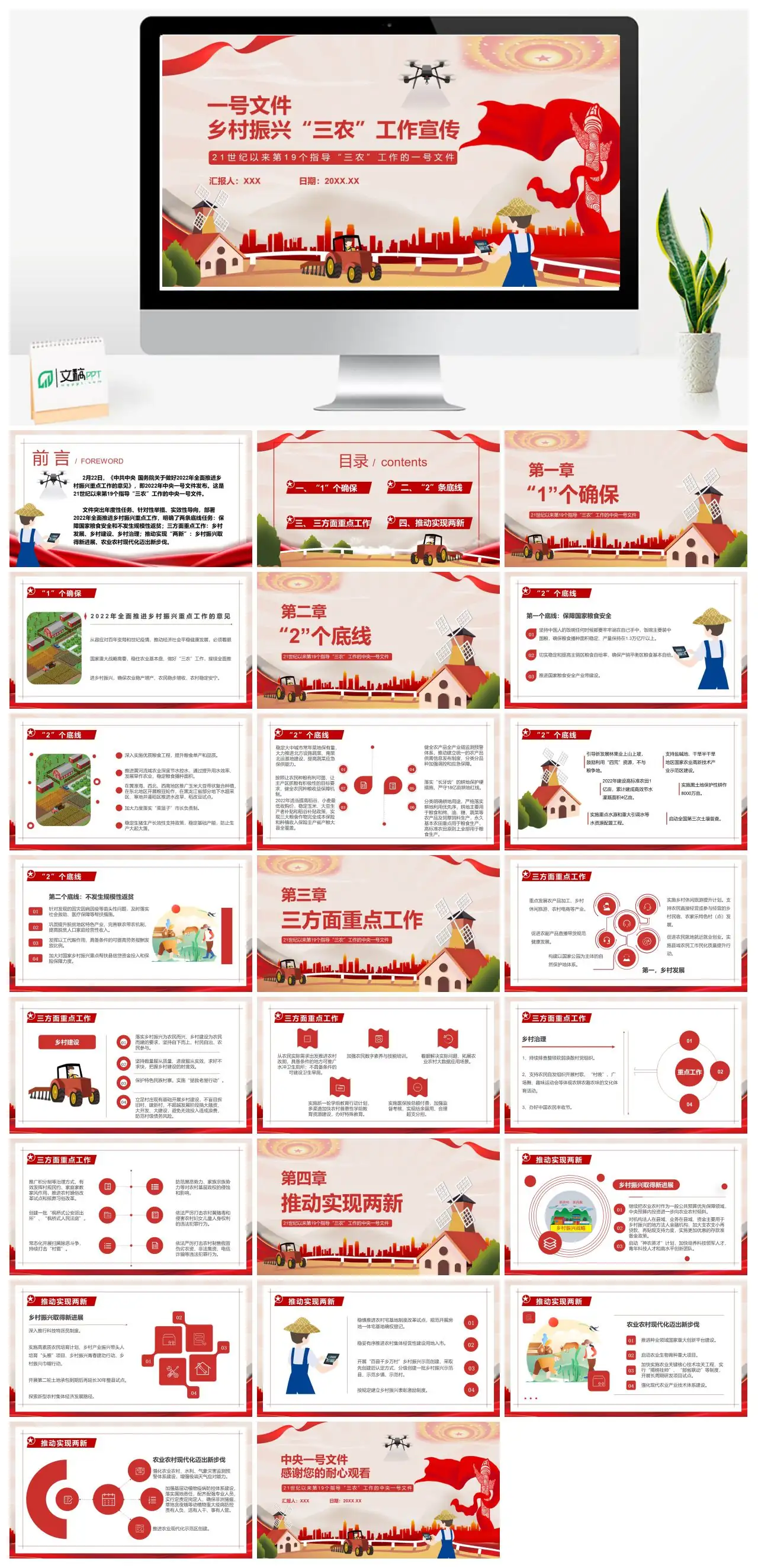 一号文件乡村振兴三农工作宣传PPT