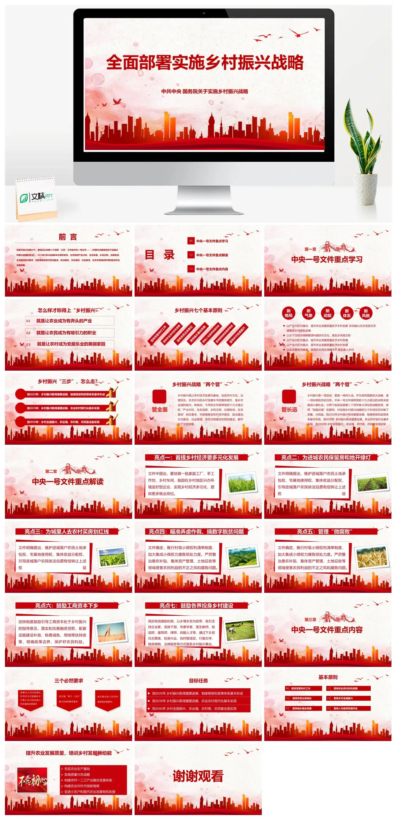 关于实施乡村振兴战略全面部署PPT