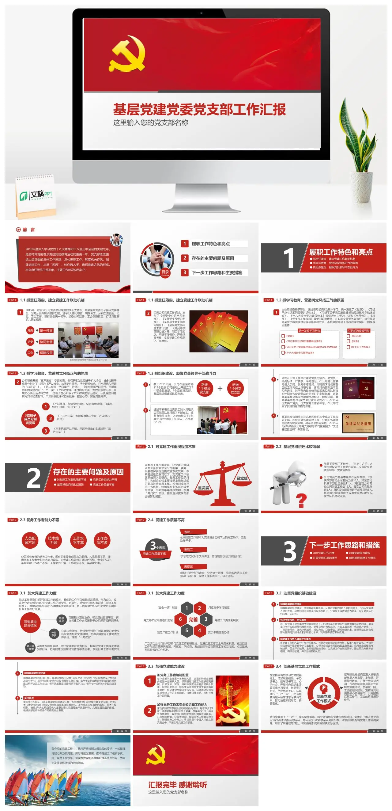 基层党建党委党支部工作汇报PPT