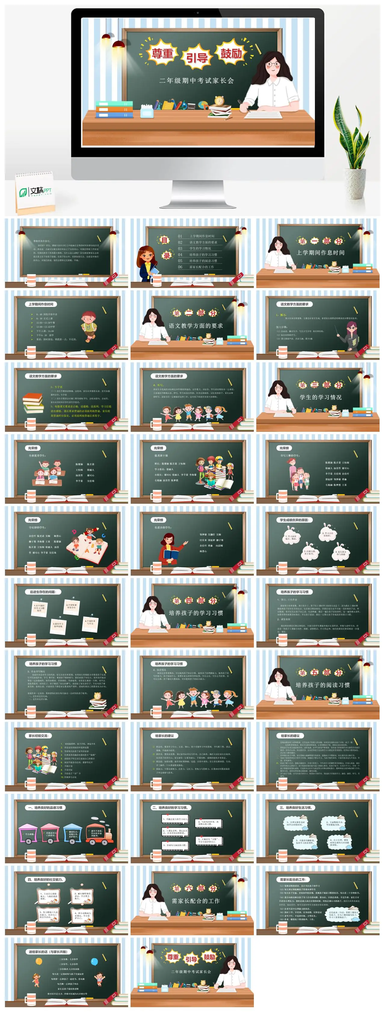 二年级期中考试家长会PPT