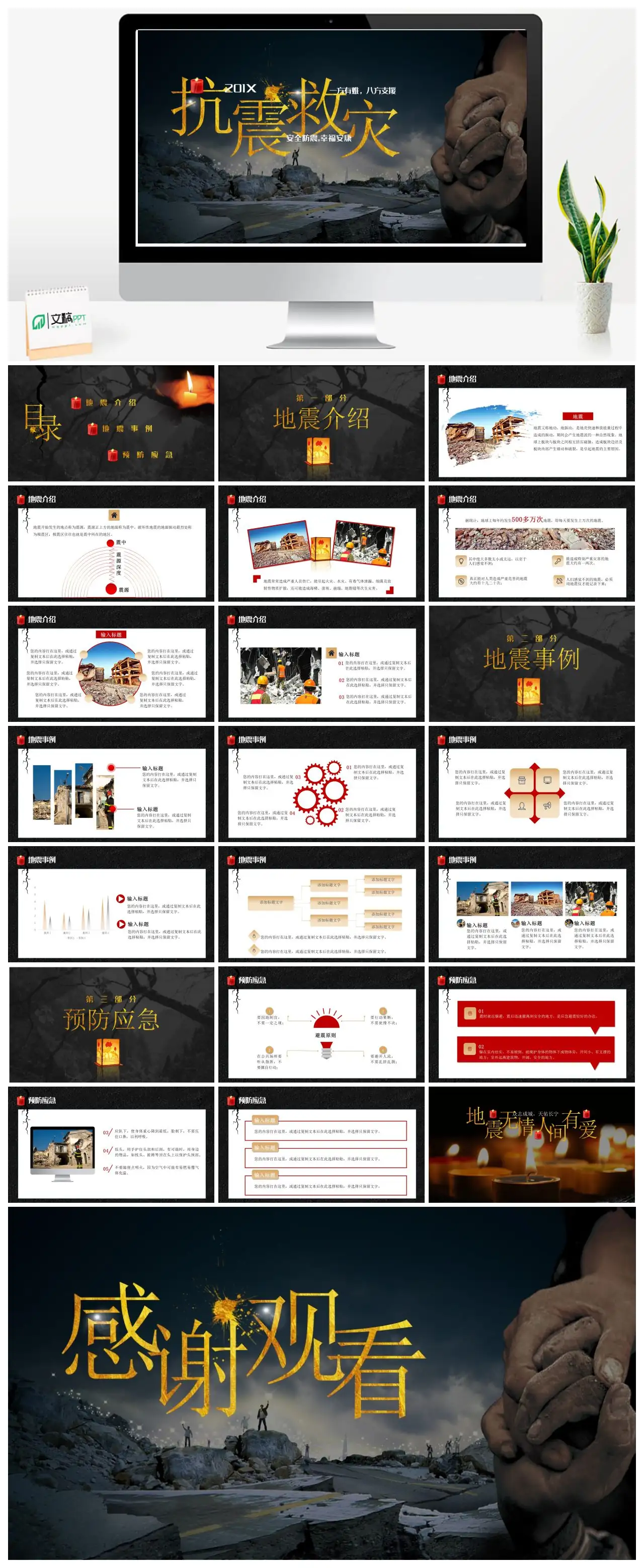抗震救灾安全防震知识宣传PPT