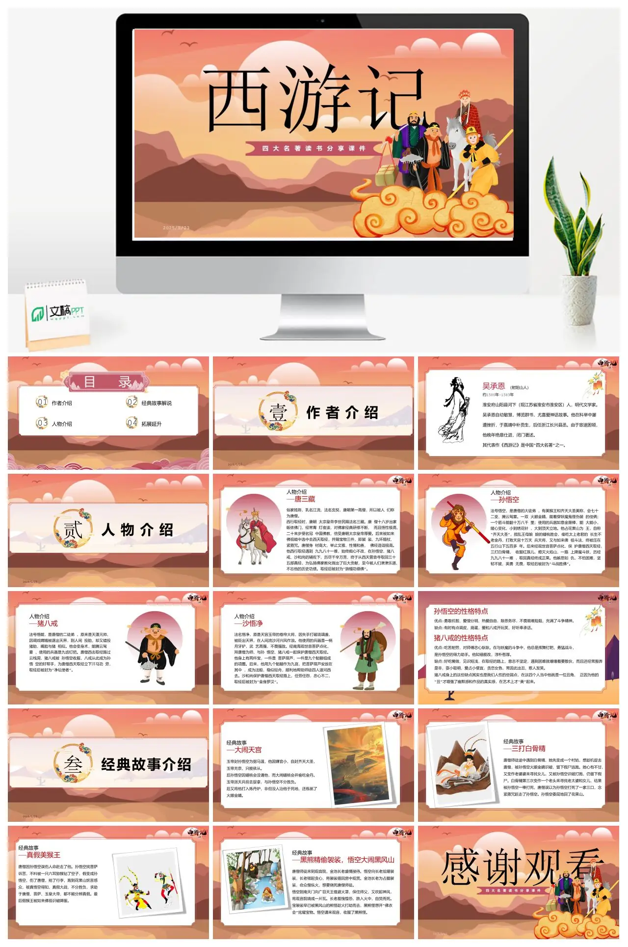 西游记四大名著读书分享课件PPT