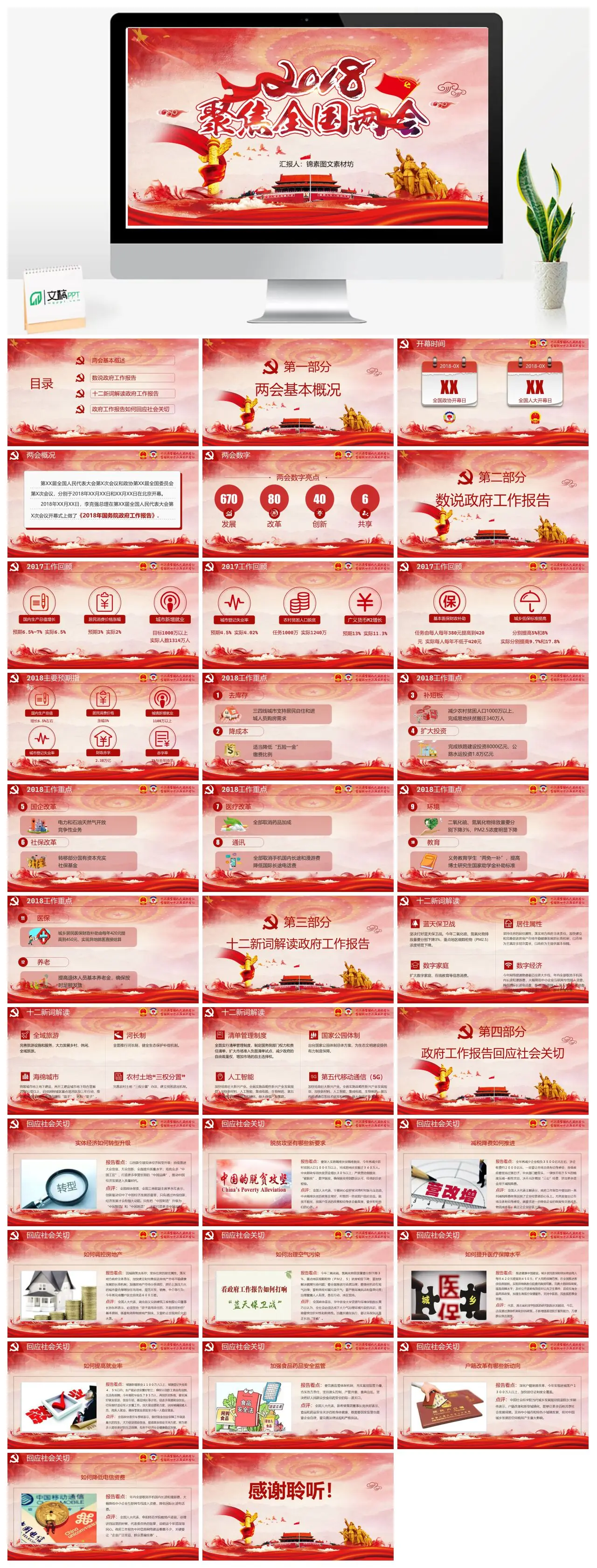 两会政府工作报告解读PPT