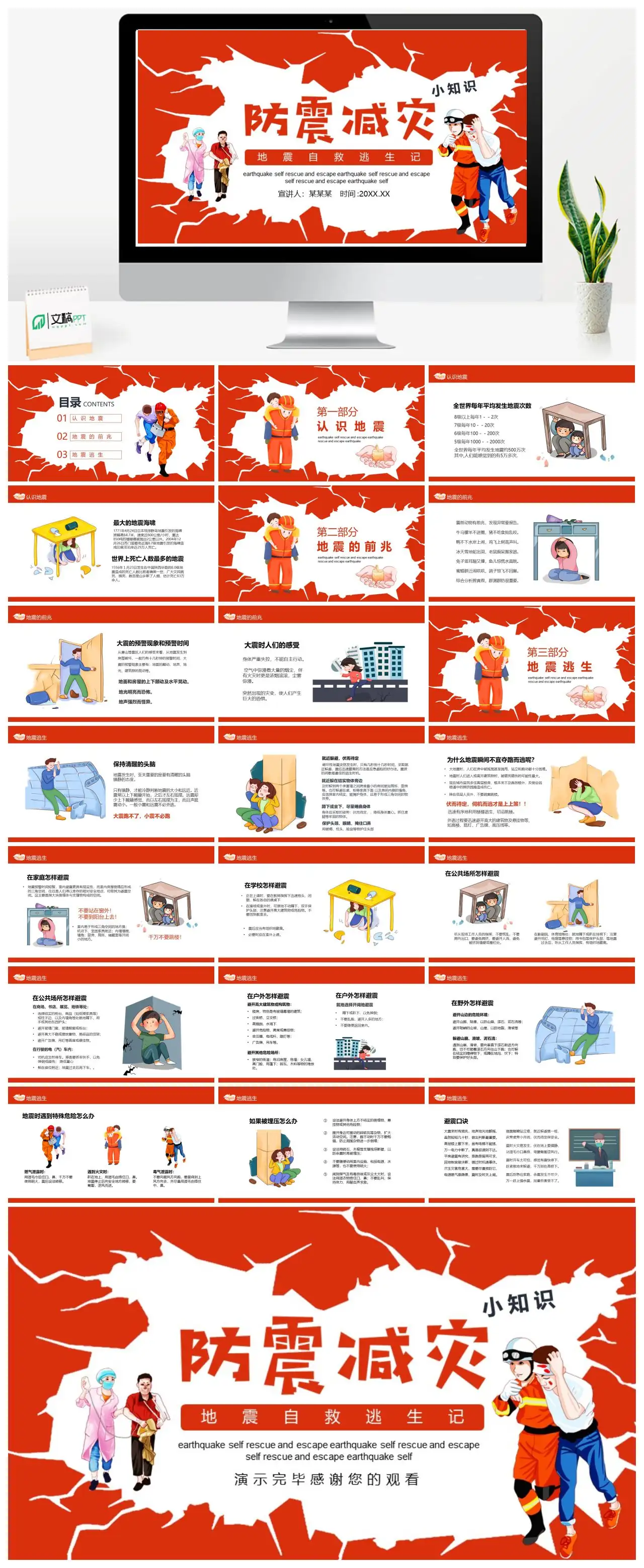 防震减灾自救逃生知识PPT