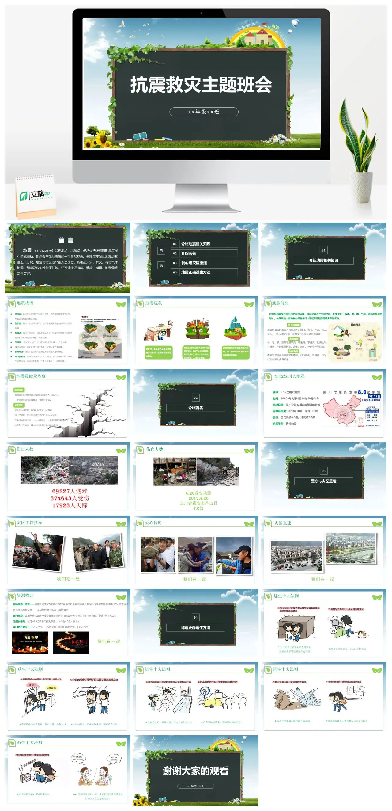 抗震救灾主题班会PPT